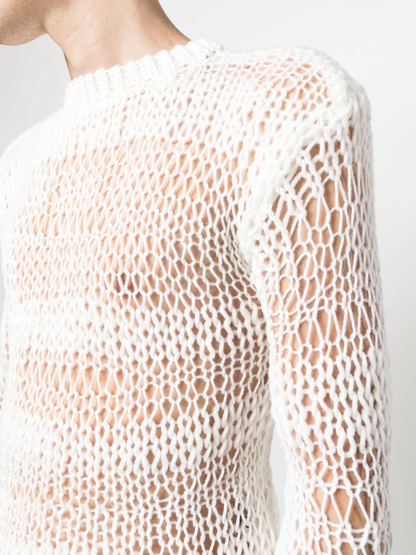 open-knit crew-neck jumper