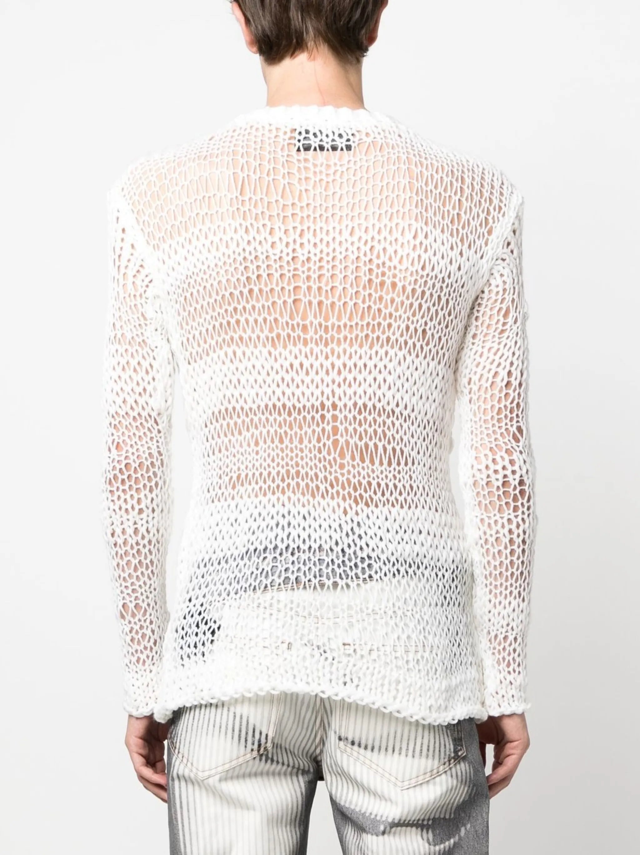 open-knit crew-neck jumper