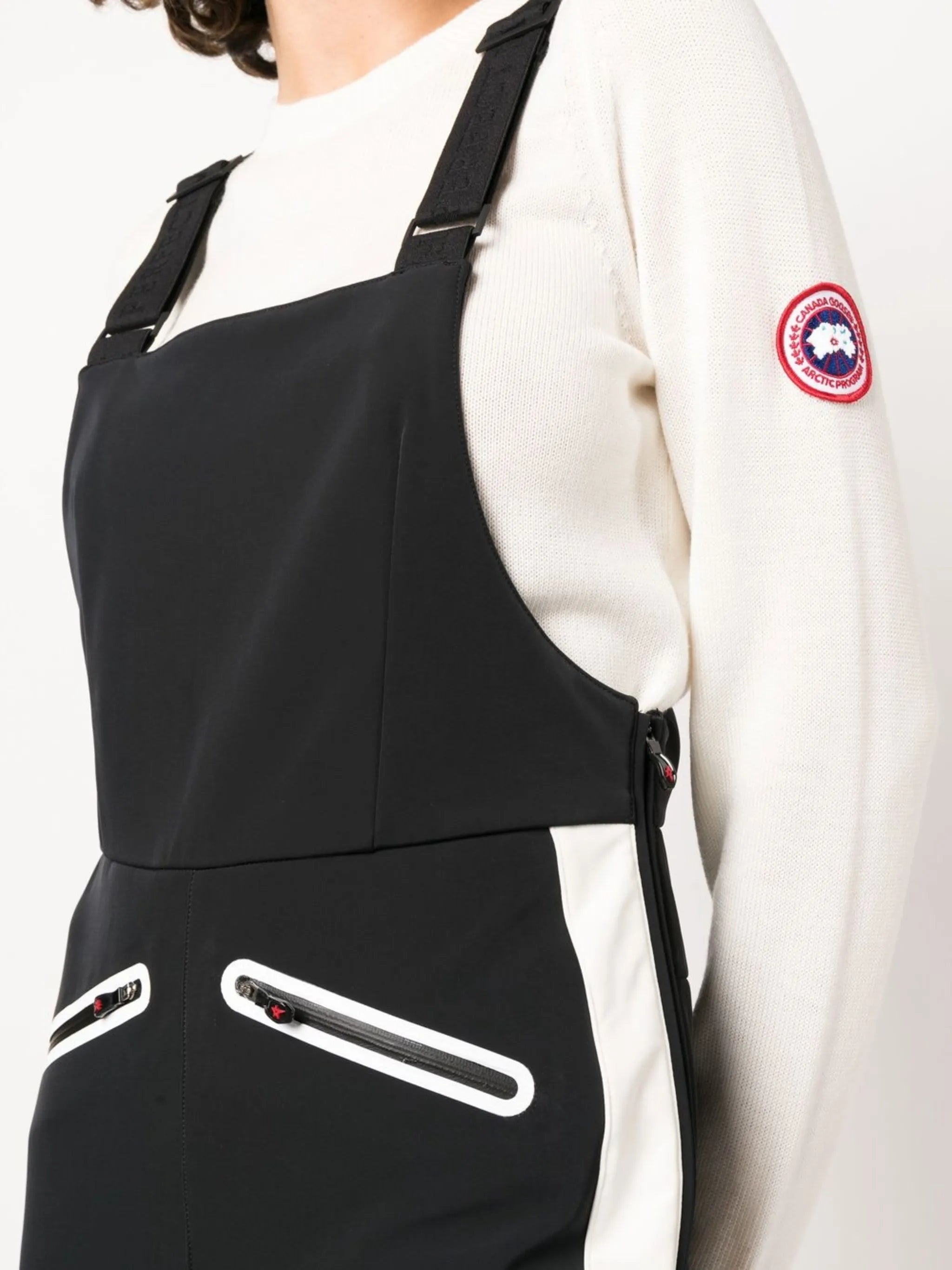 panelled side-zip ski jumpsuit