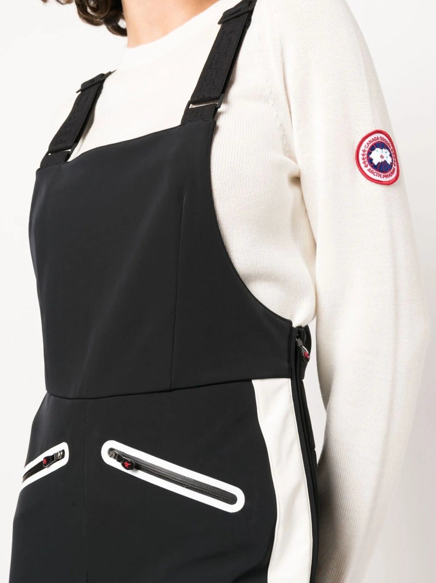 panelled side-zip ski jumpsuit