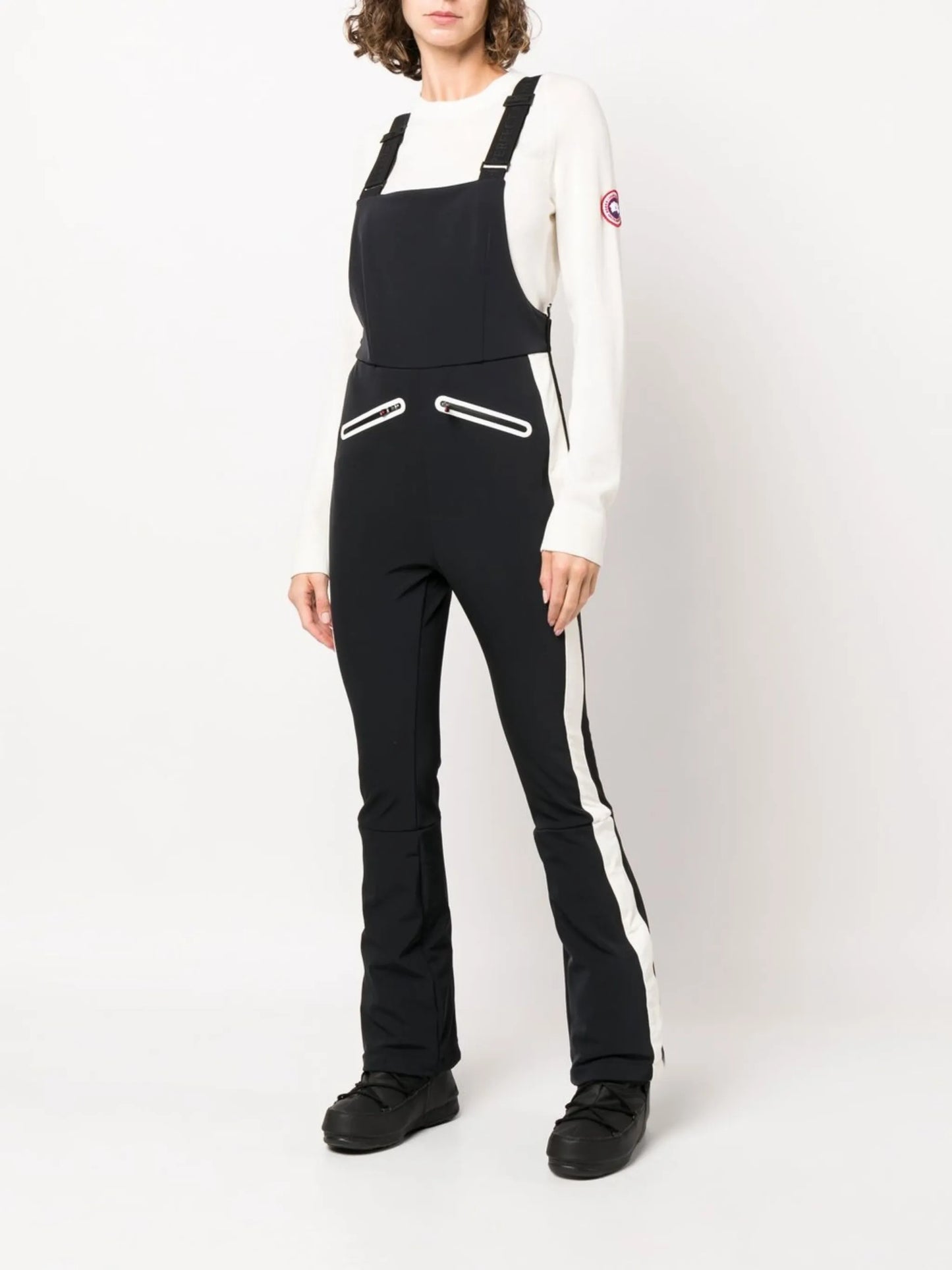 panelled side-zip ski jumpsuit