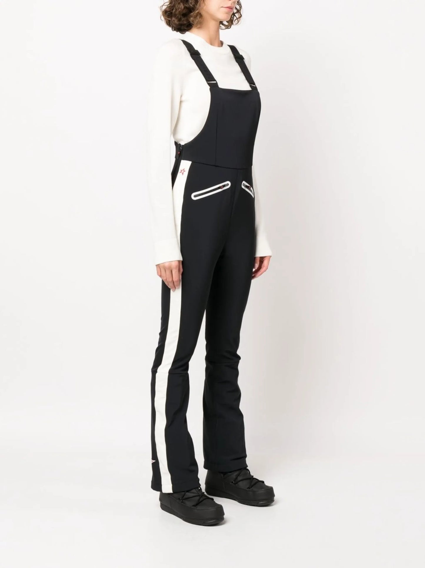 panelled side-zip ski jumpsuit