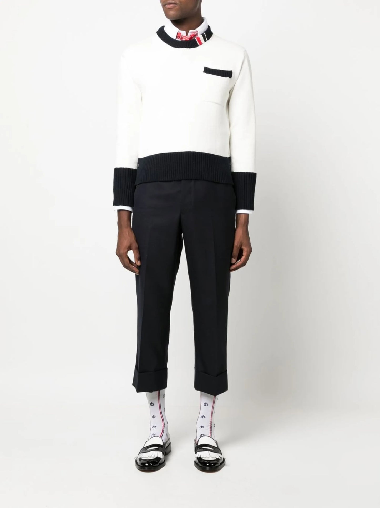 RWB-waistband cropped tailored trousers