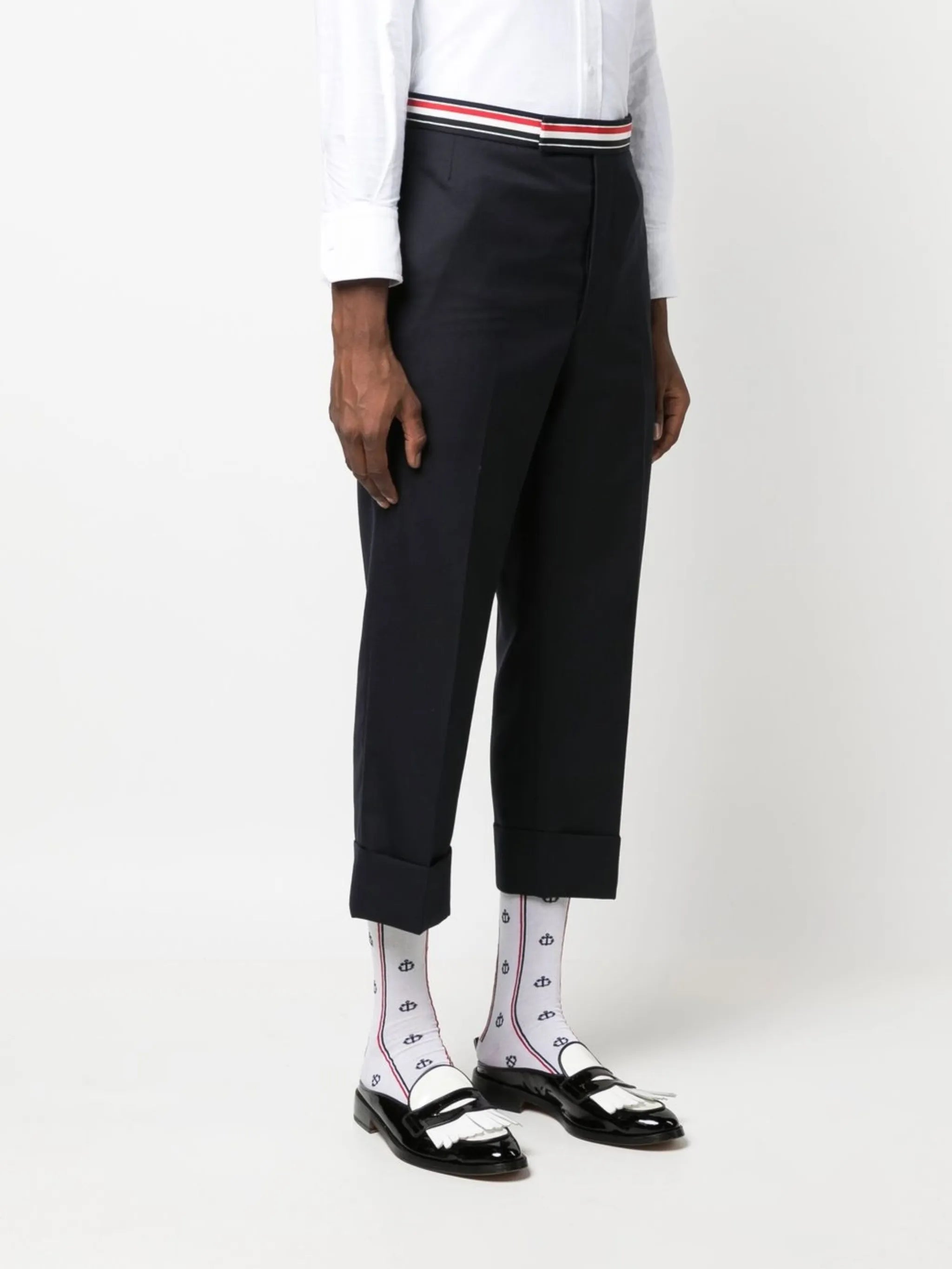 RWB-waistband cropped tailored trousers