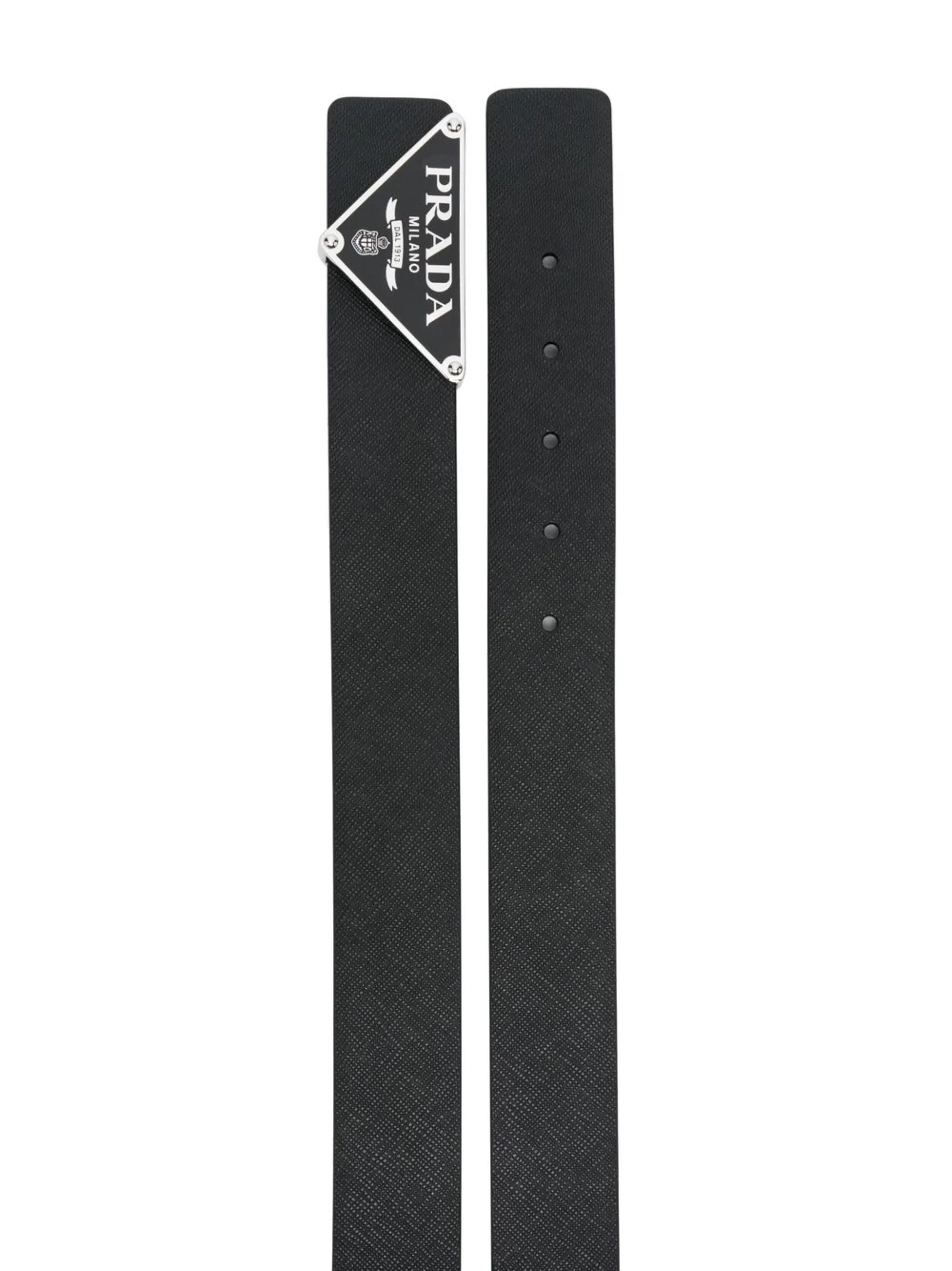 logo-plaque textured belt