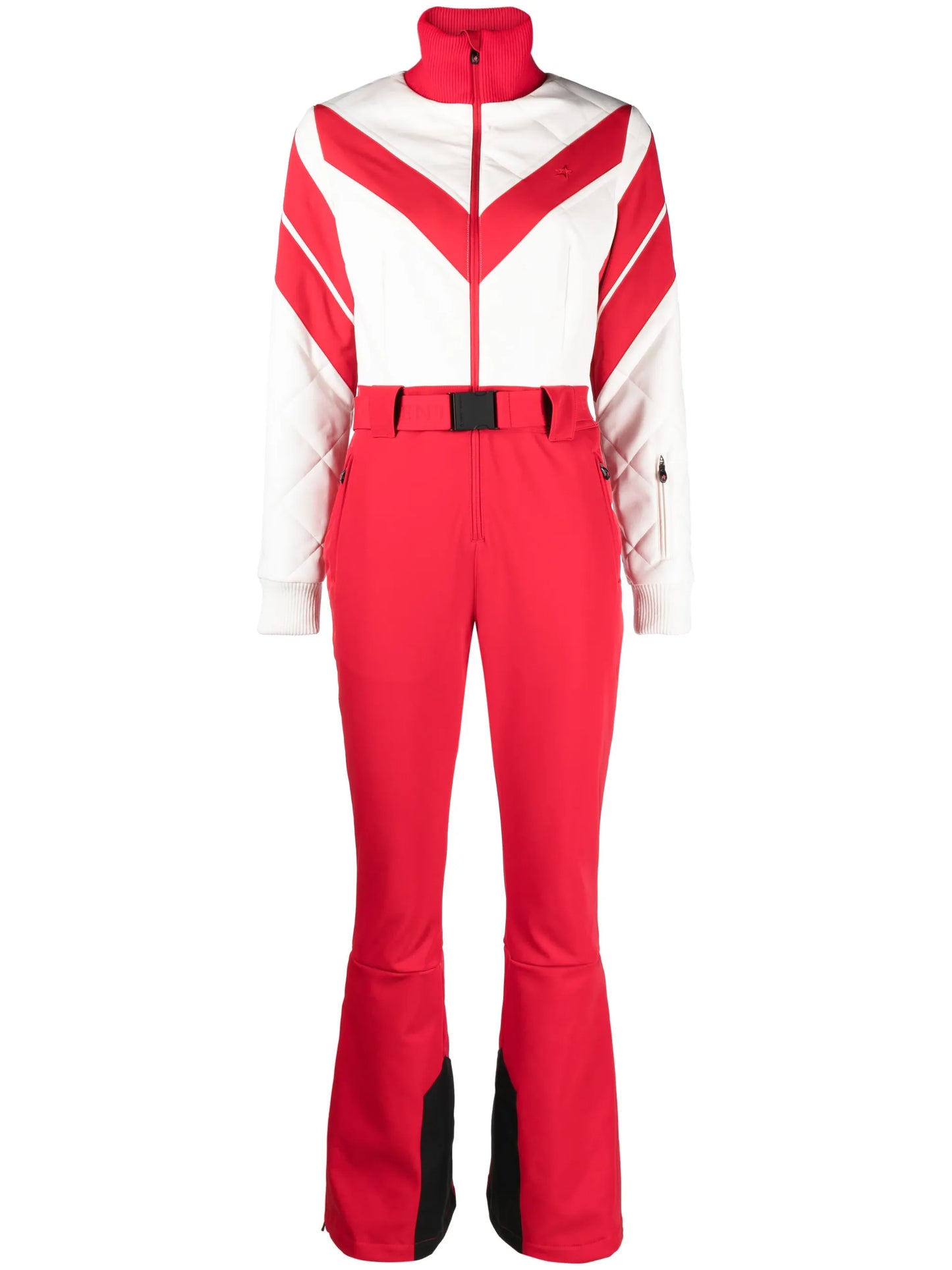 panelled belted straight-leg ski jumpsuit