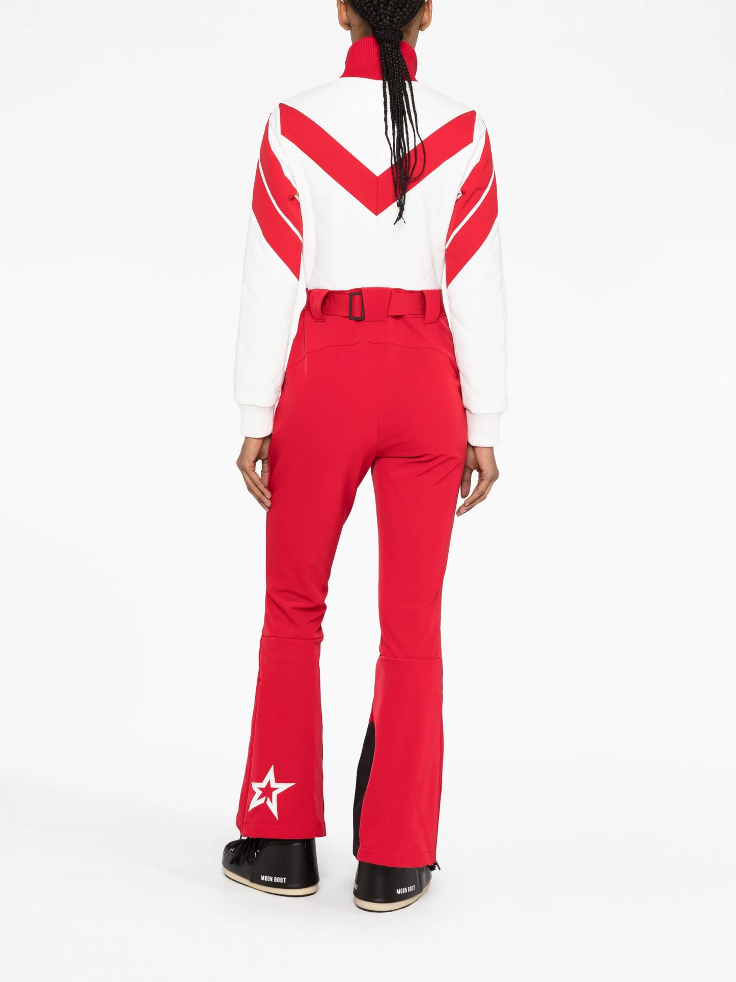 panelled belted straight-leg ski jumpsuit