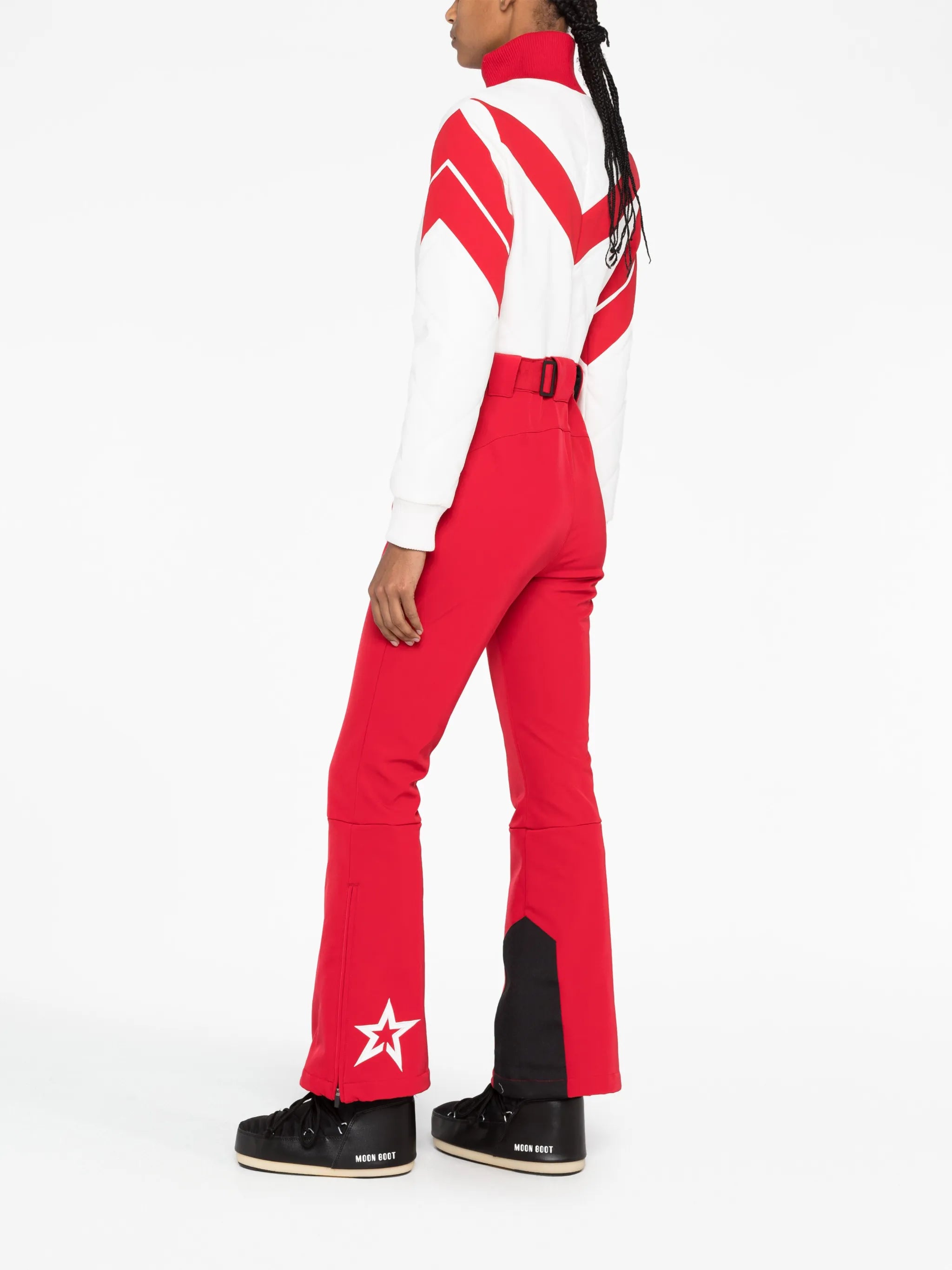 panelled belted straight-leg ski jumpsuit