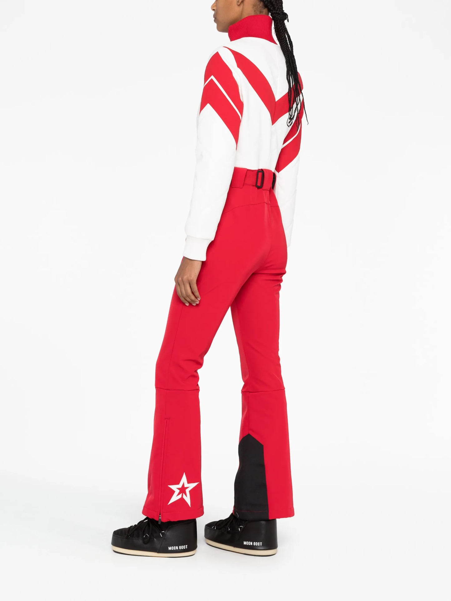 panelled belted straight-leg ski jumpsuit