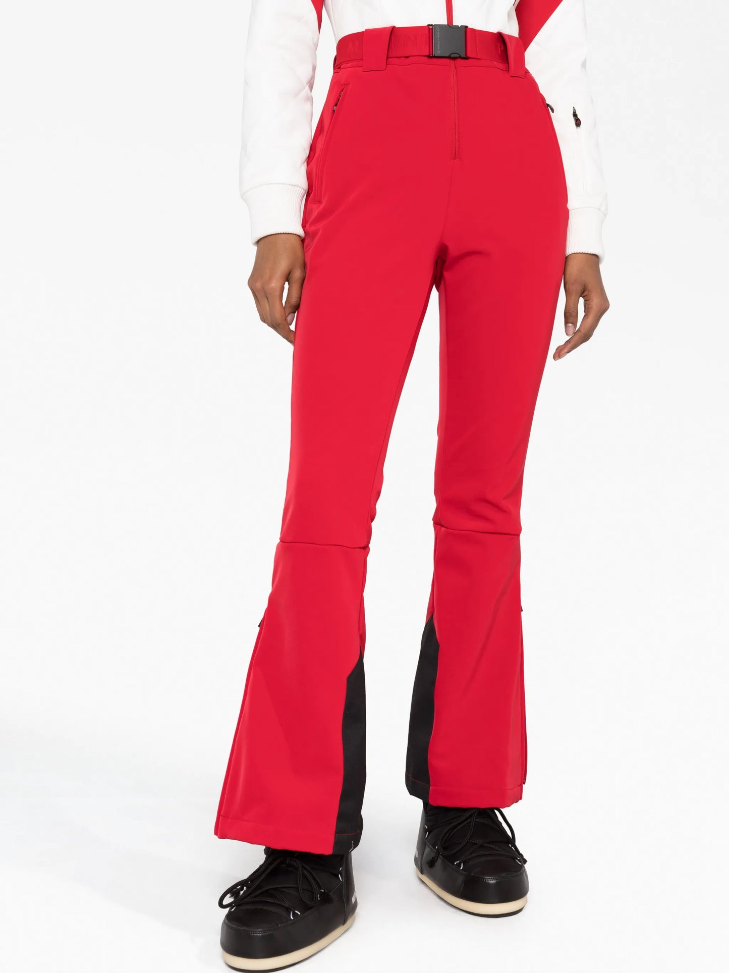 panelled belted straight-leg ski jumpsuit
