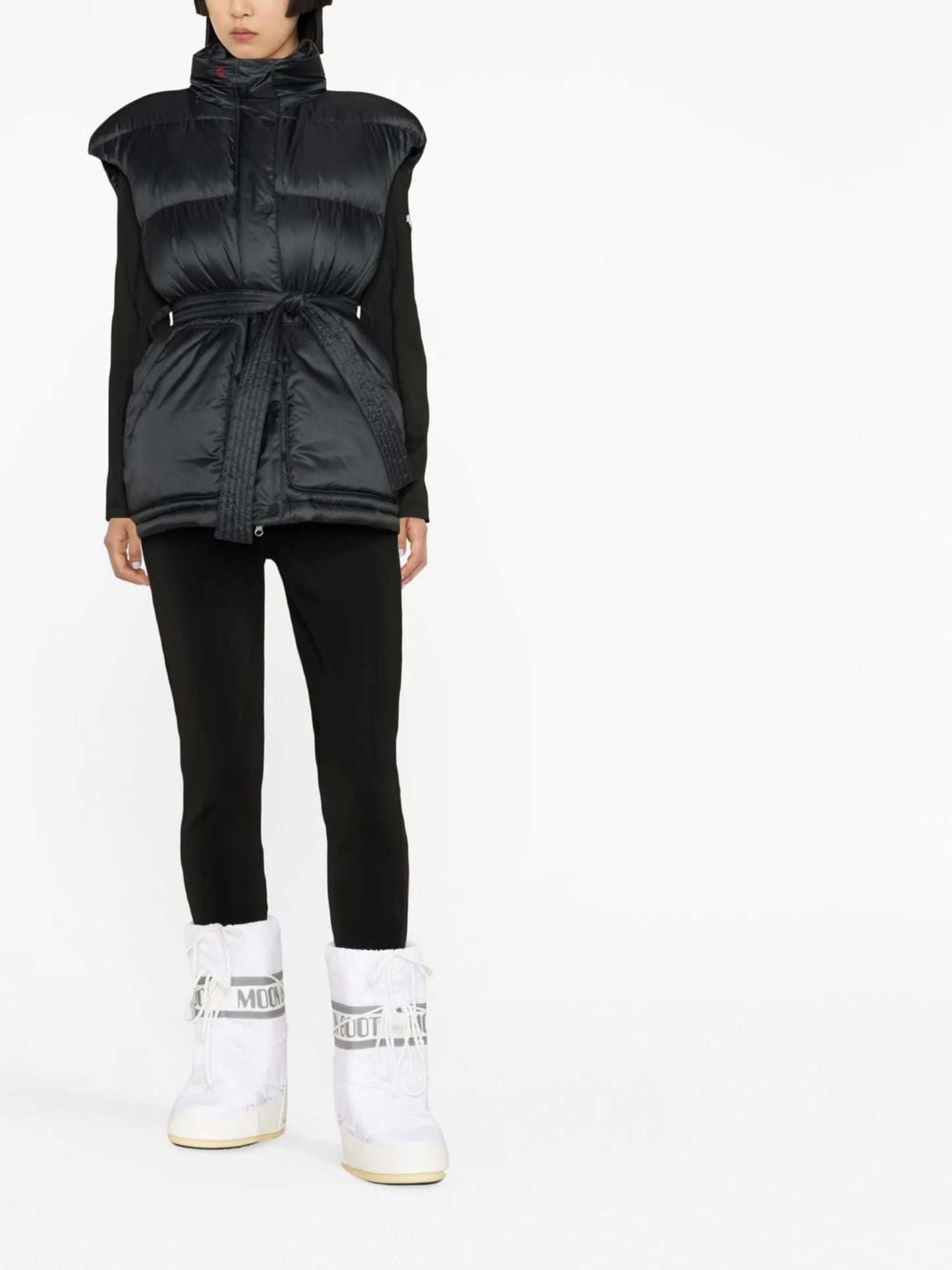 logo-belt padded gilet