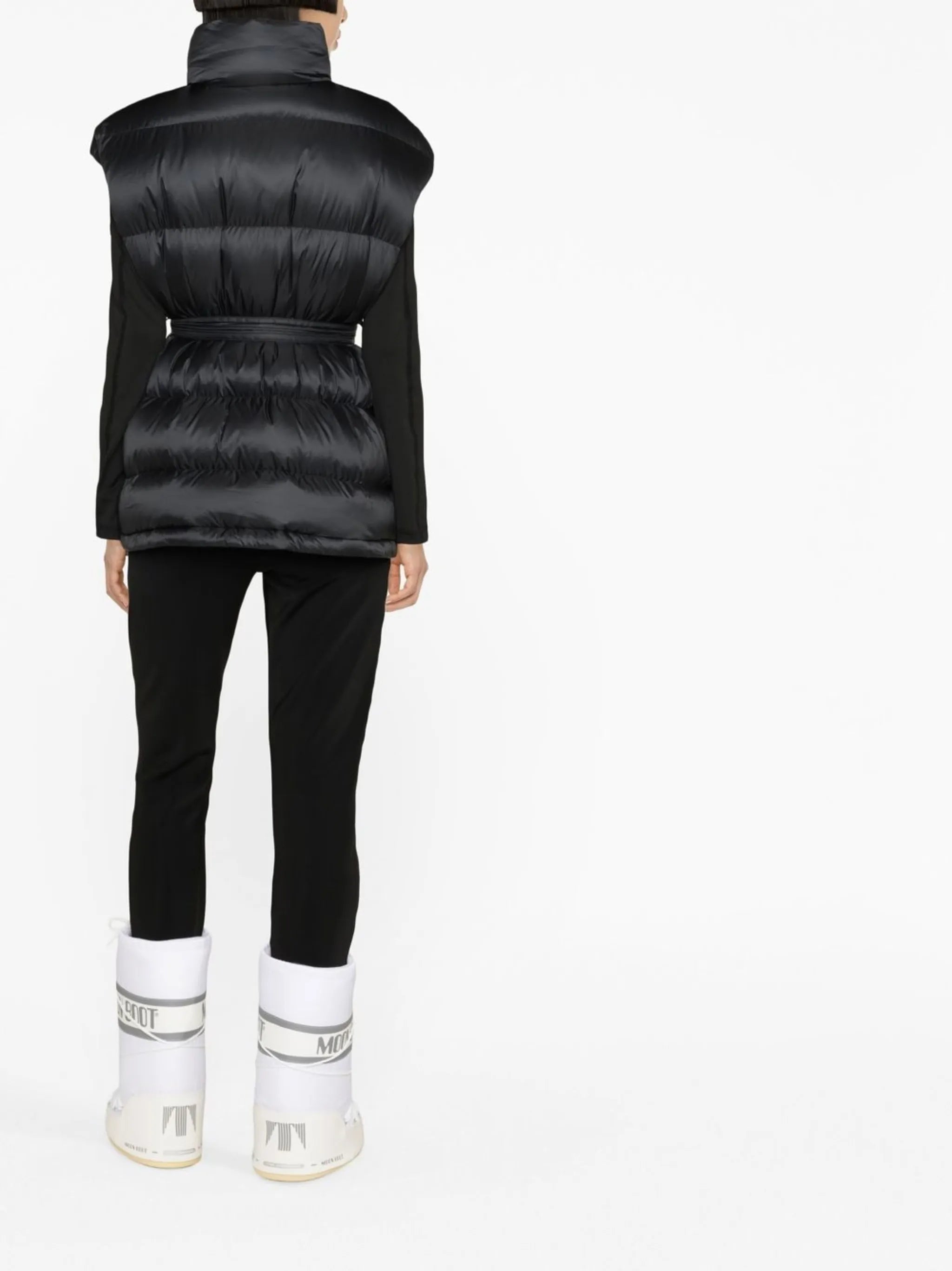 logo-belt padded gilet