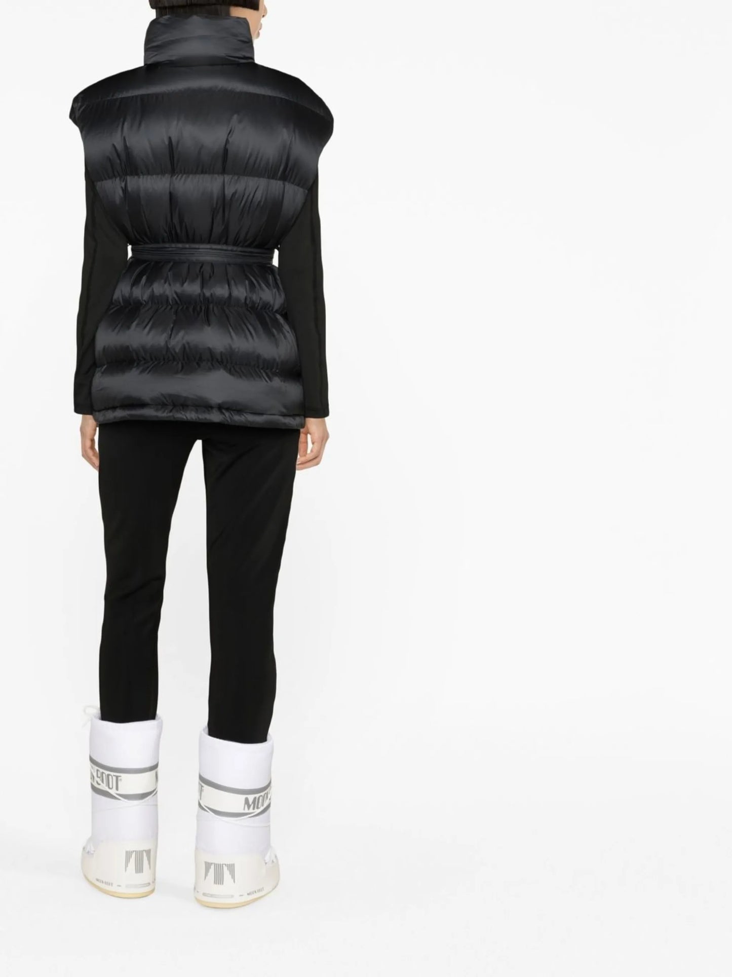 logo-belt padded gilet