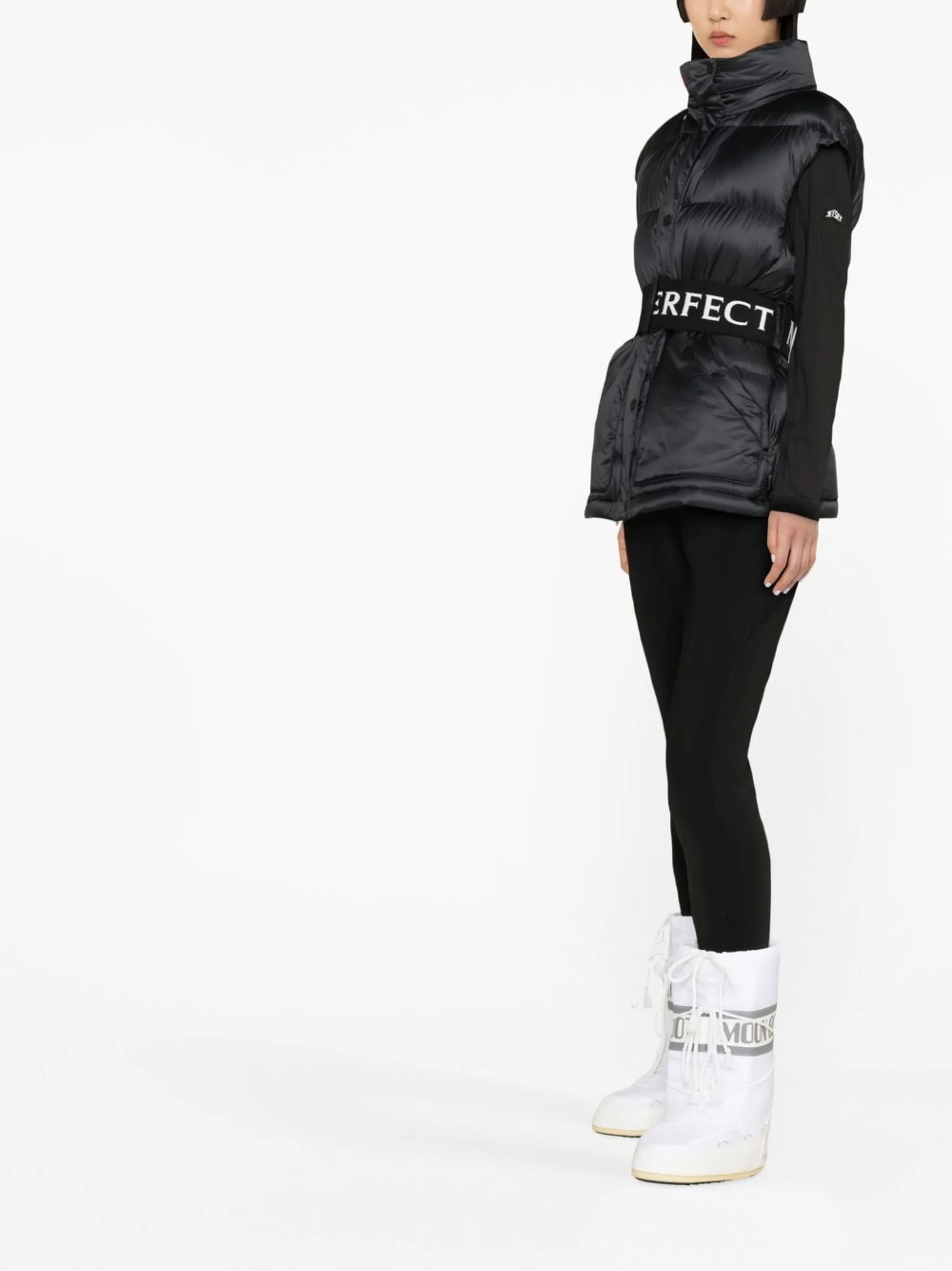 logo-belt padded gilet