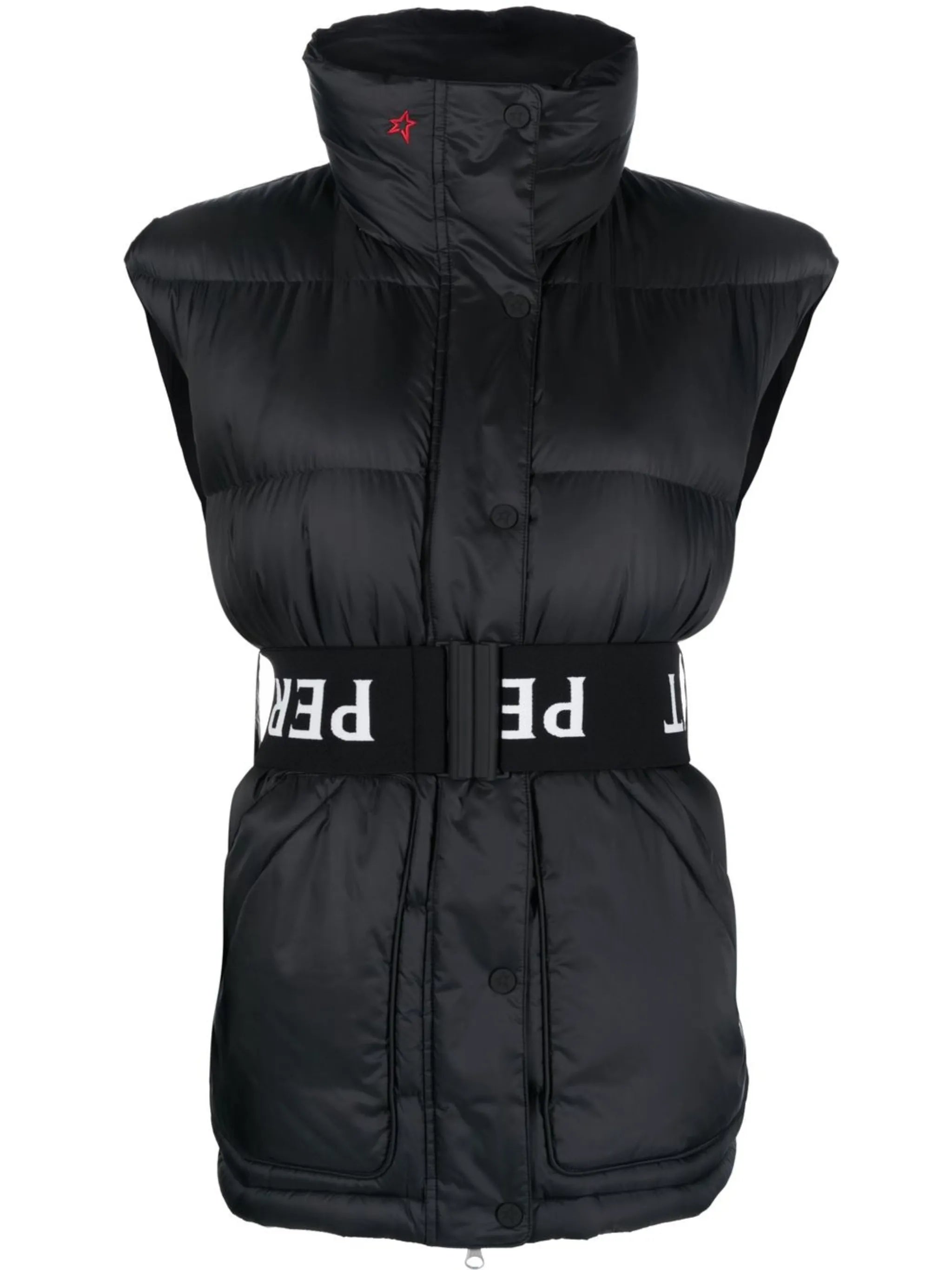 logo-belt padded gilet