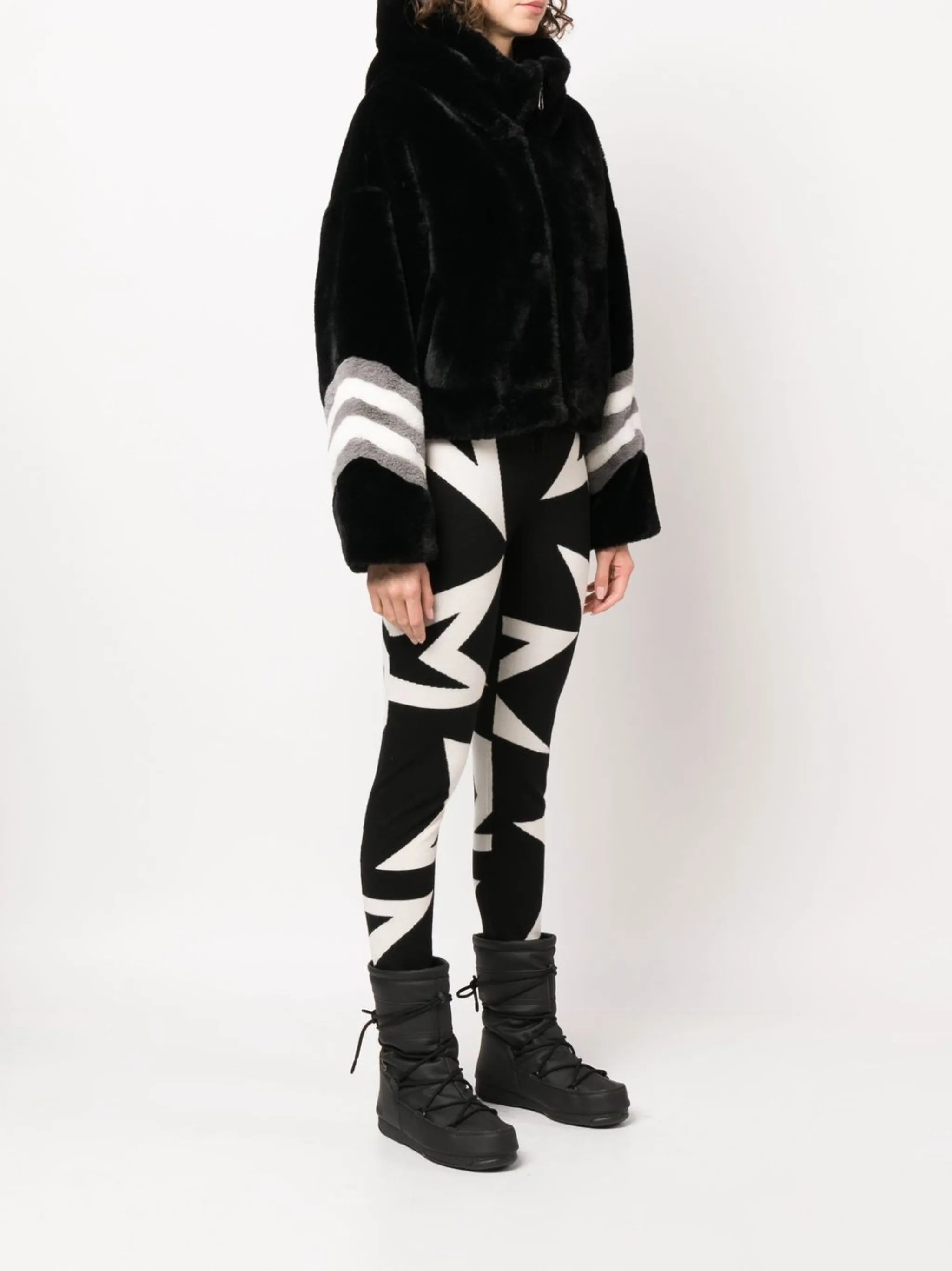 panelled zip-up hooded jacket