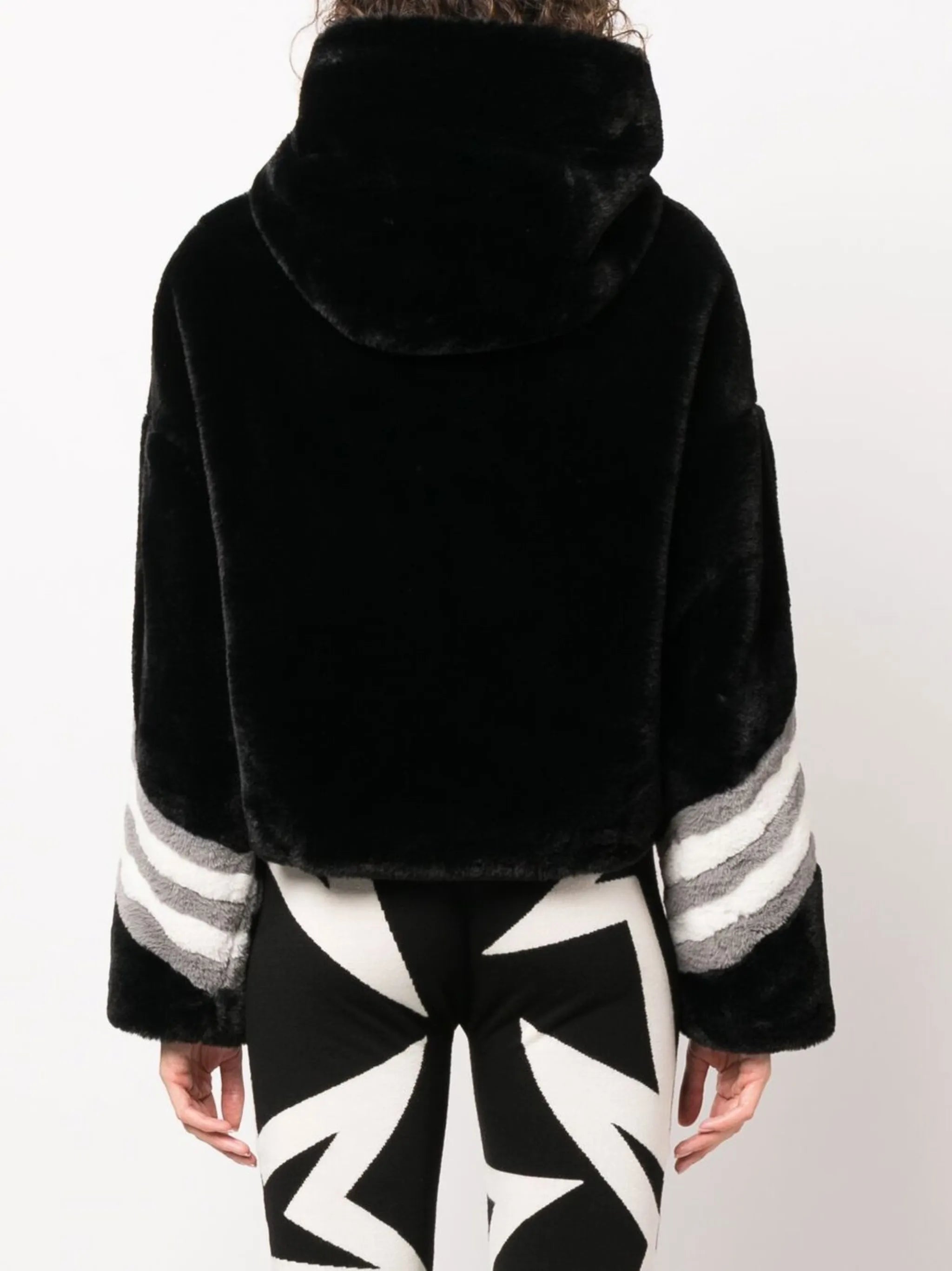 panelled zip-up hooded jacket
