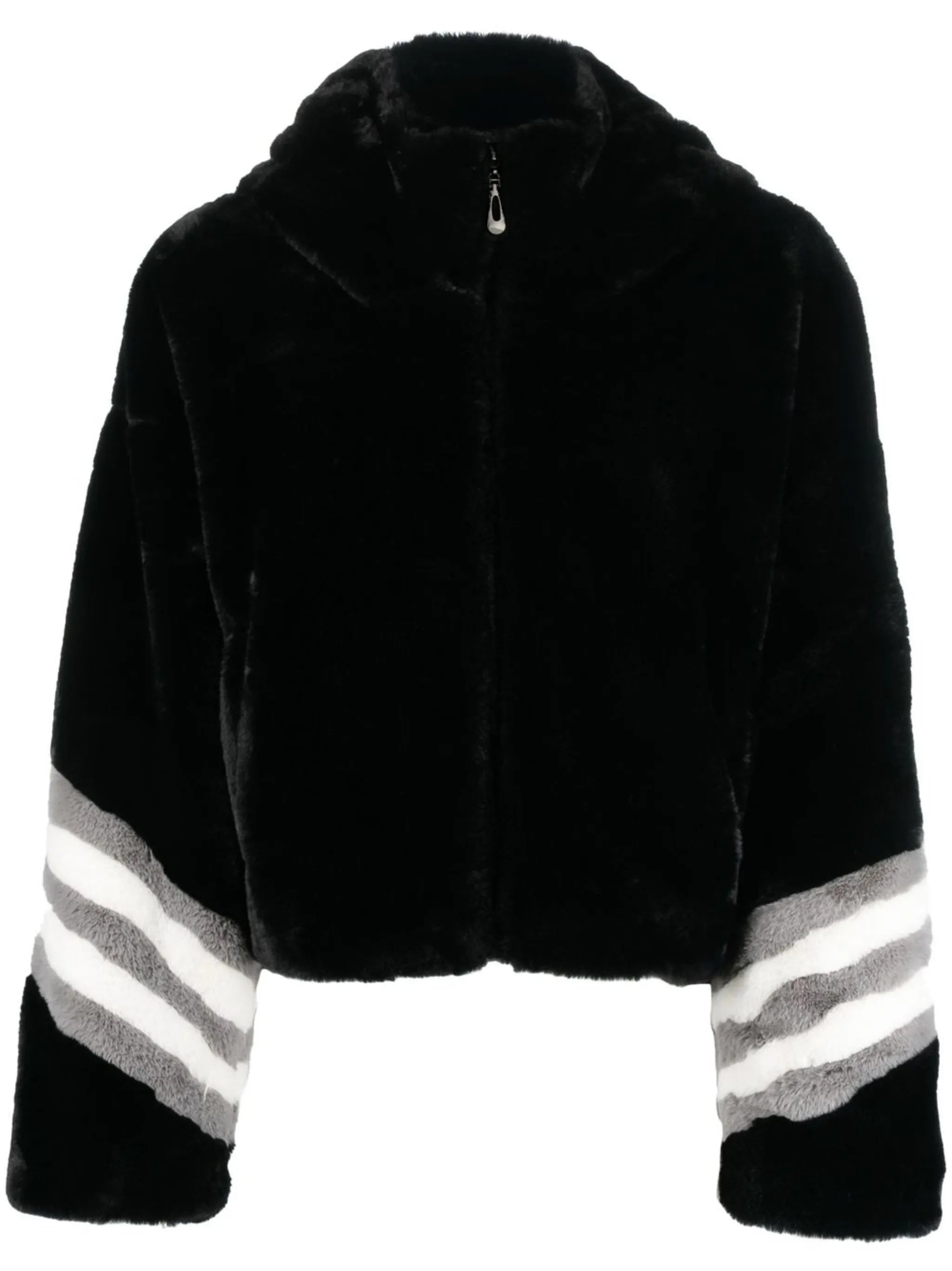 panelled zip-up hooded jacket