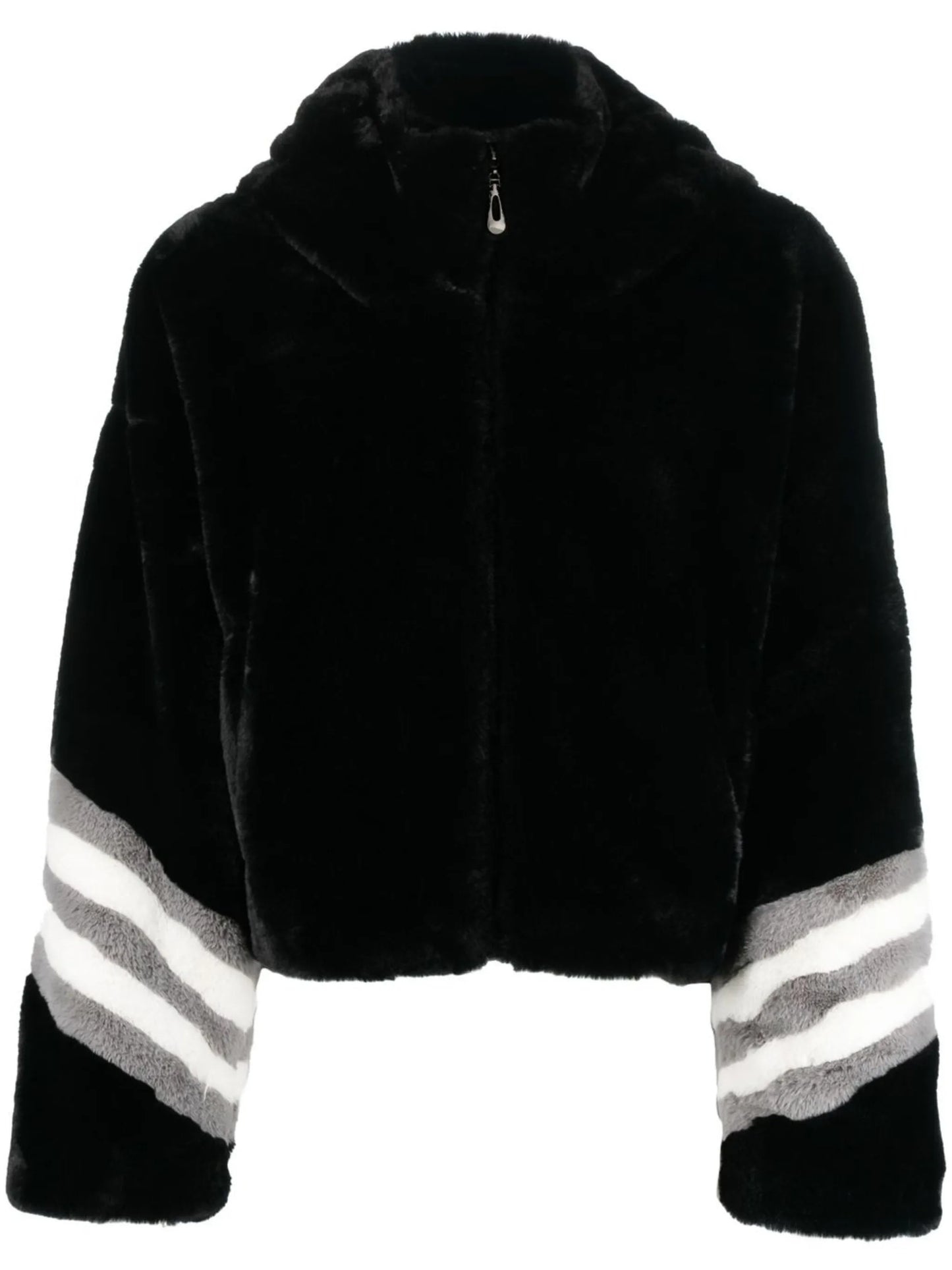 panelled zip-up hooded jacket