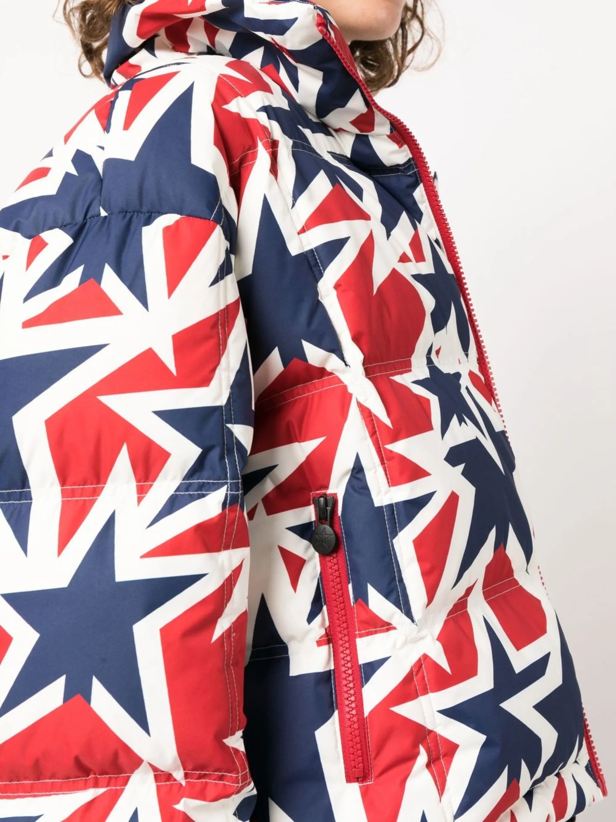 star-print zip-up ski jacket