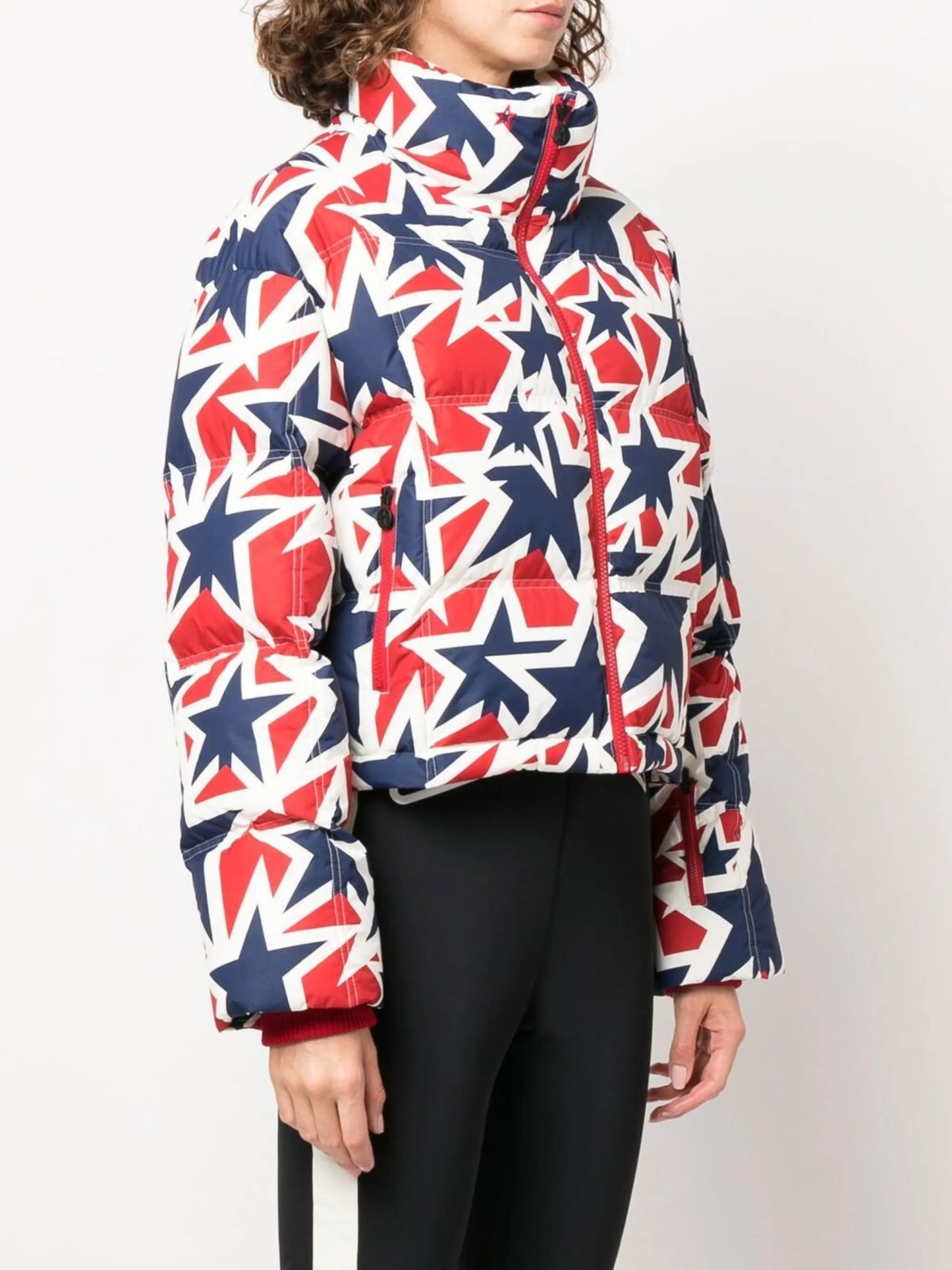 star-print zip-up ski jacket