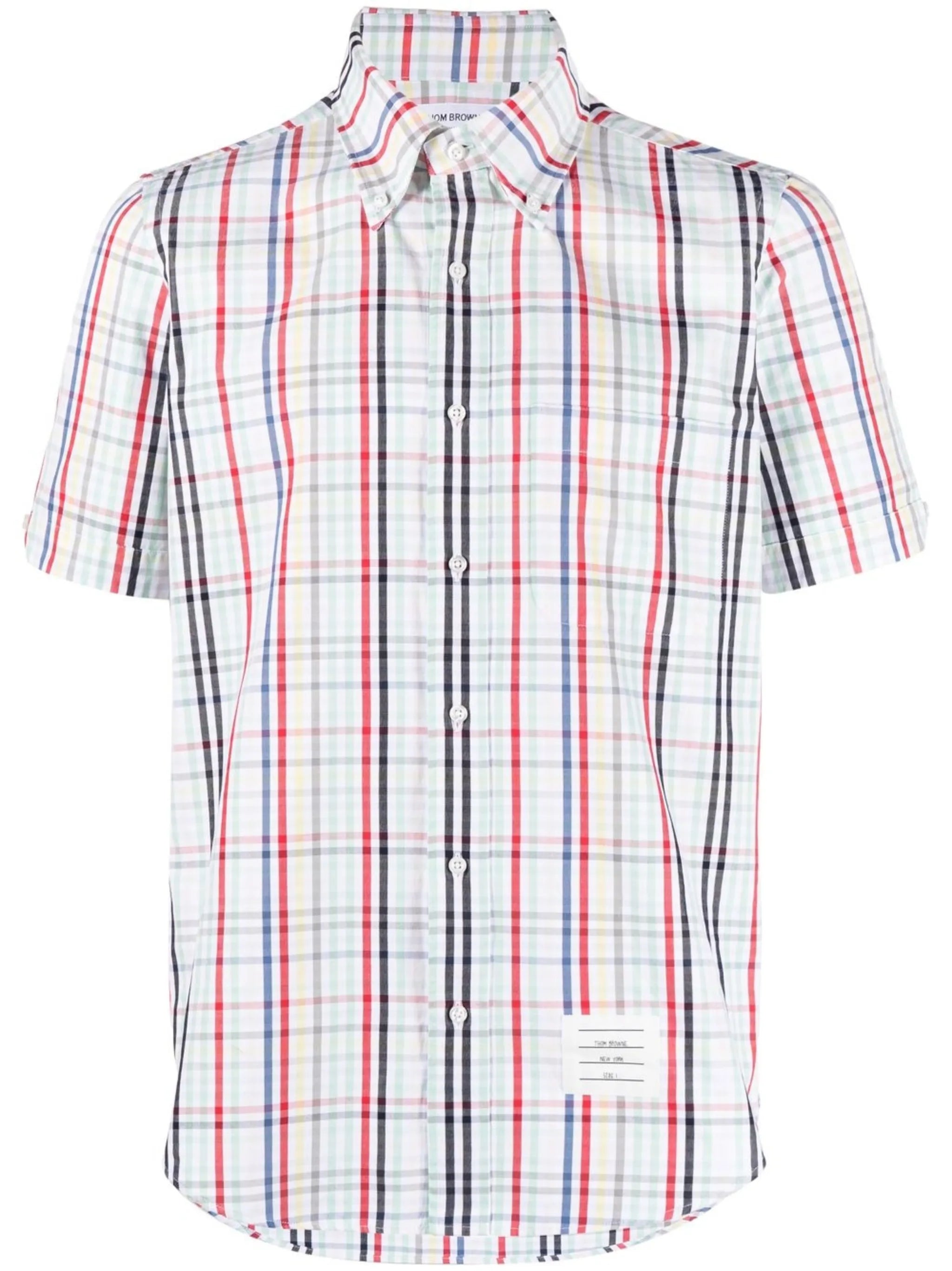 gingham-check short-sleeve shirt