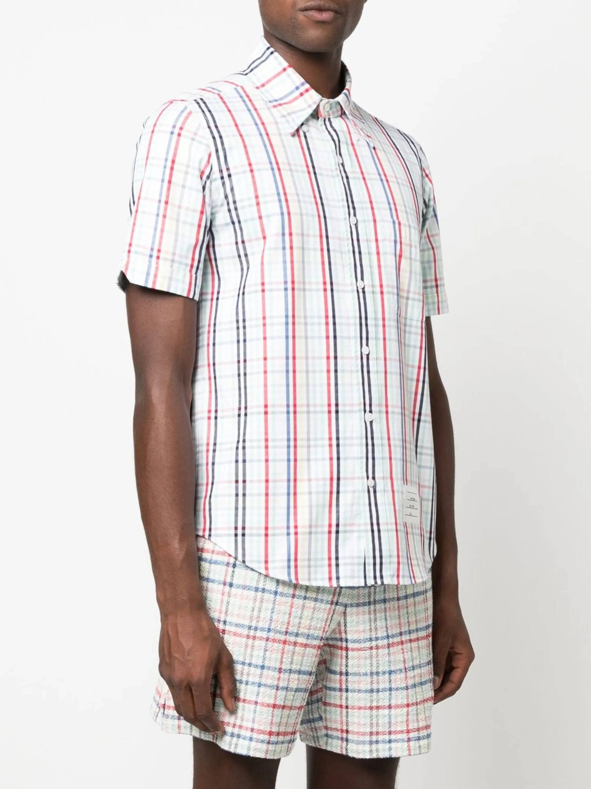 gingham-check short-sleeve shirt
