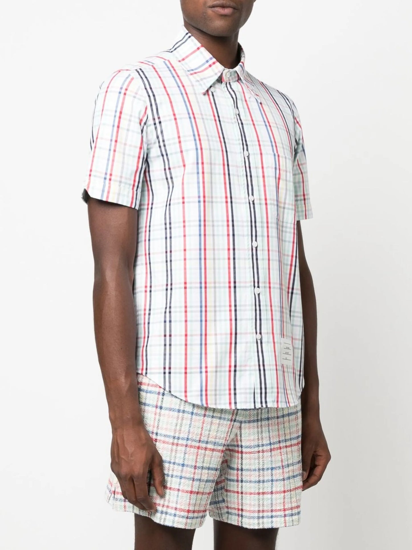 gingham-check short-sleeve shirt