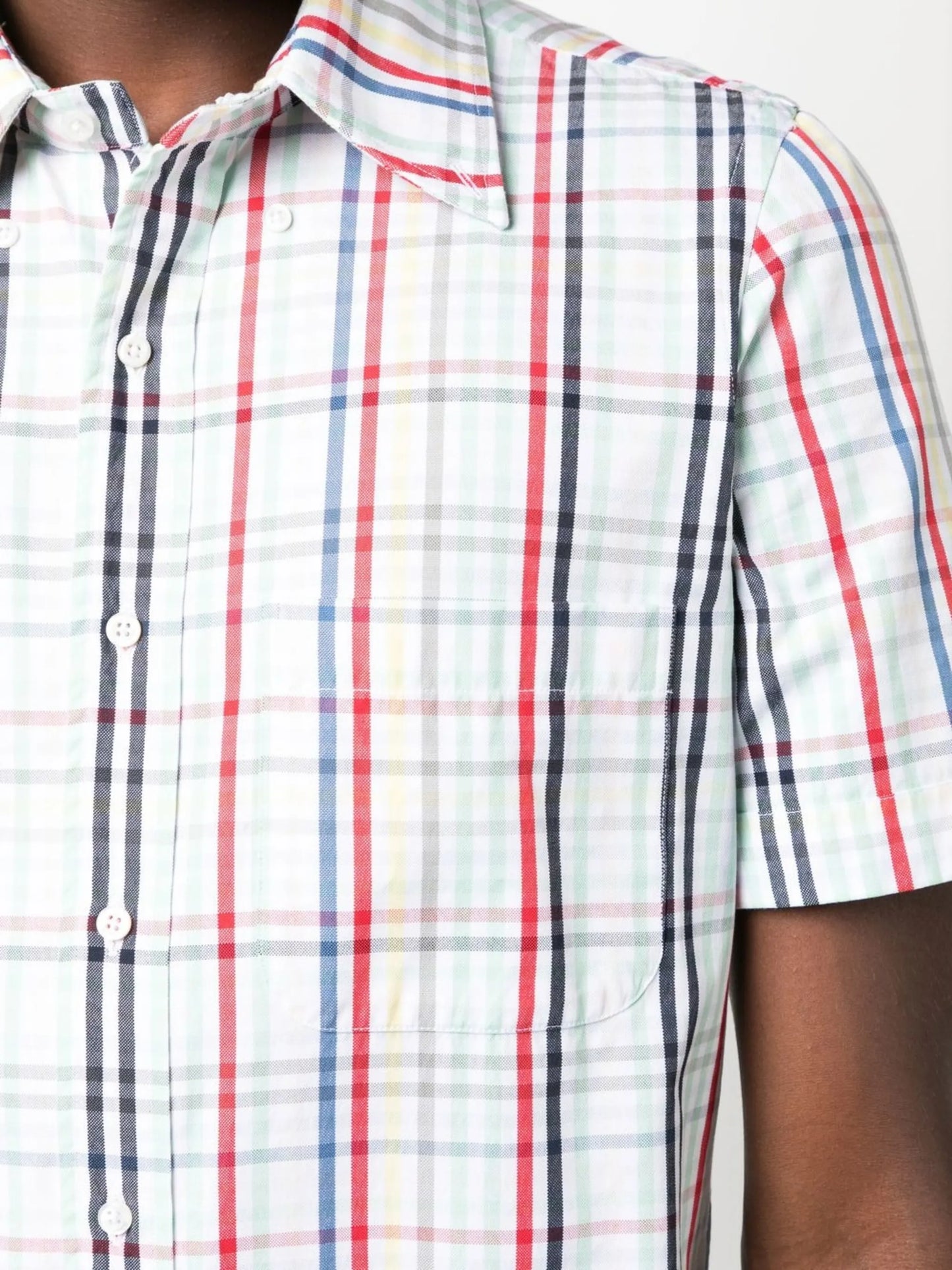 gingham-check short-sleeve shirt