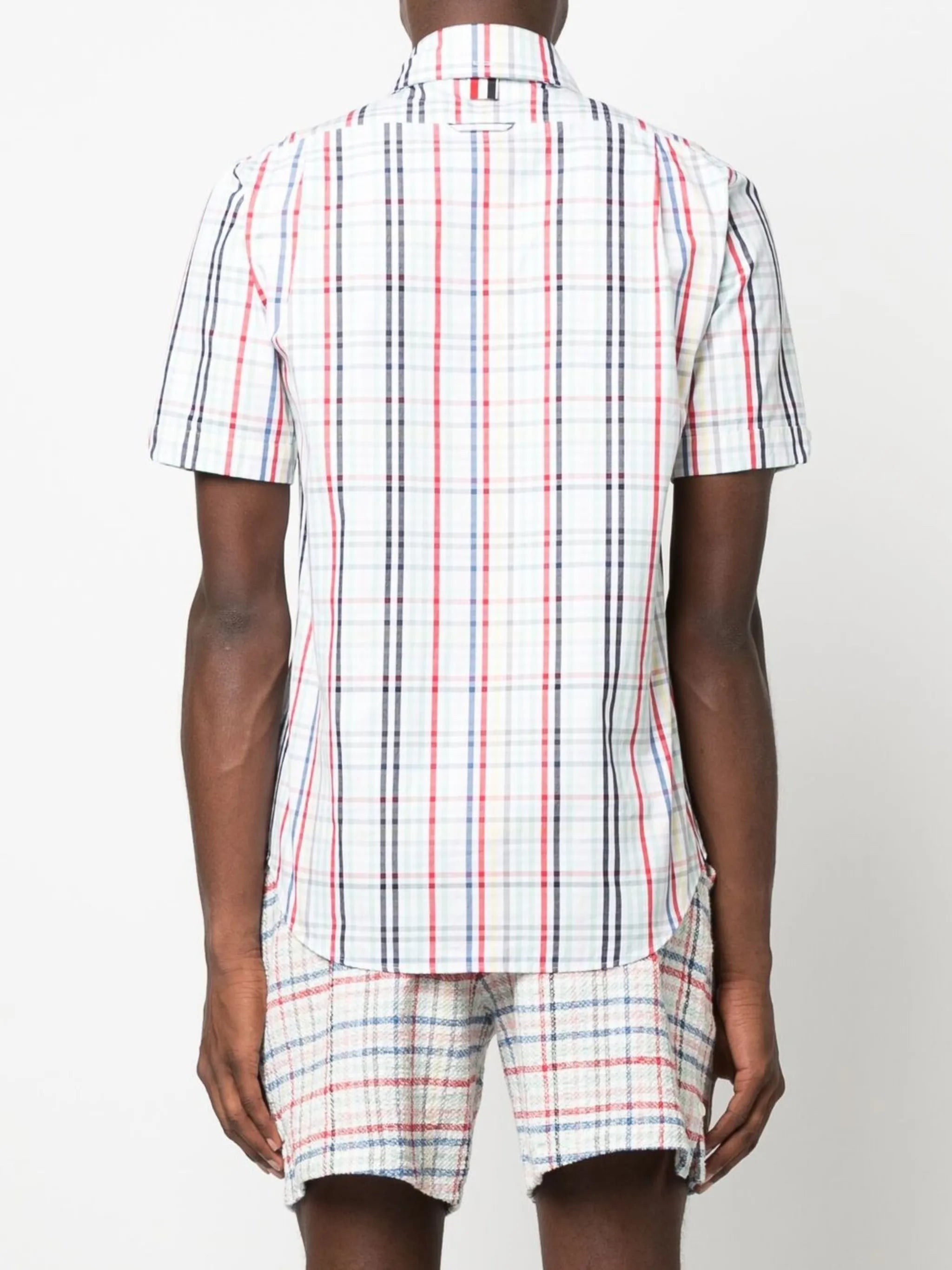 gingham-check short-sleeve shirt