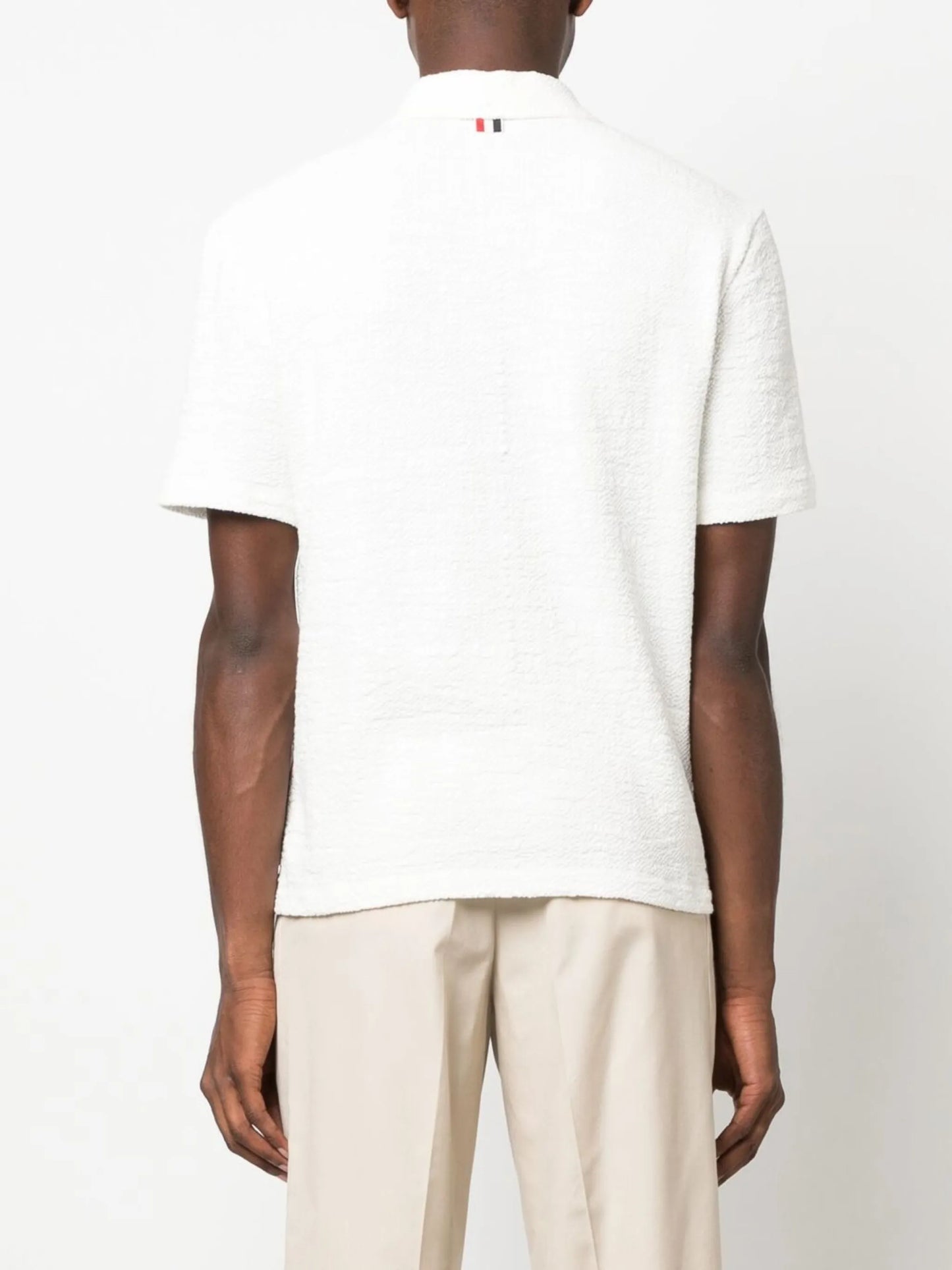 tweed short-sleeve polo shirt
