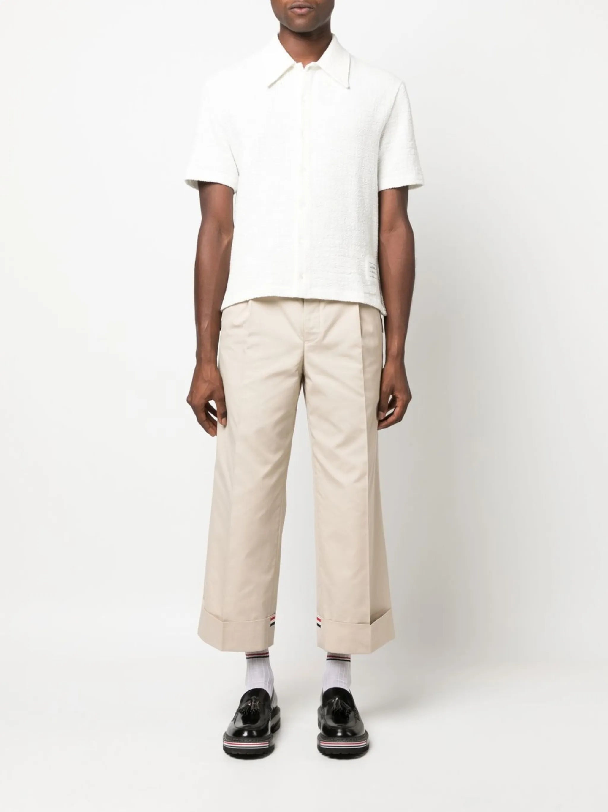 tweed short-sleeve polo shirt