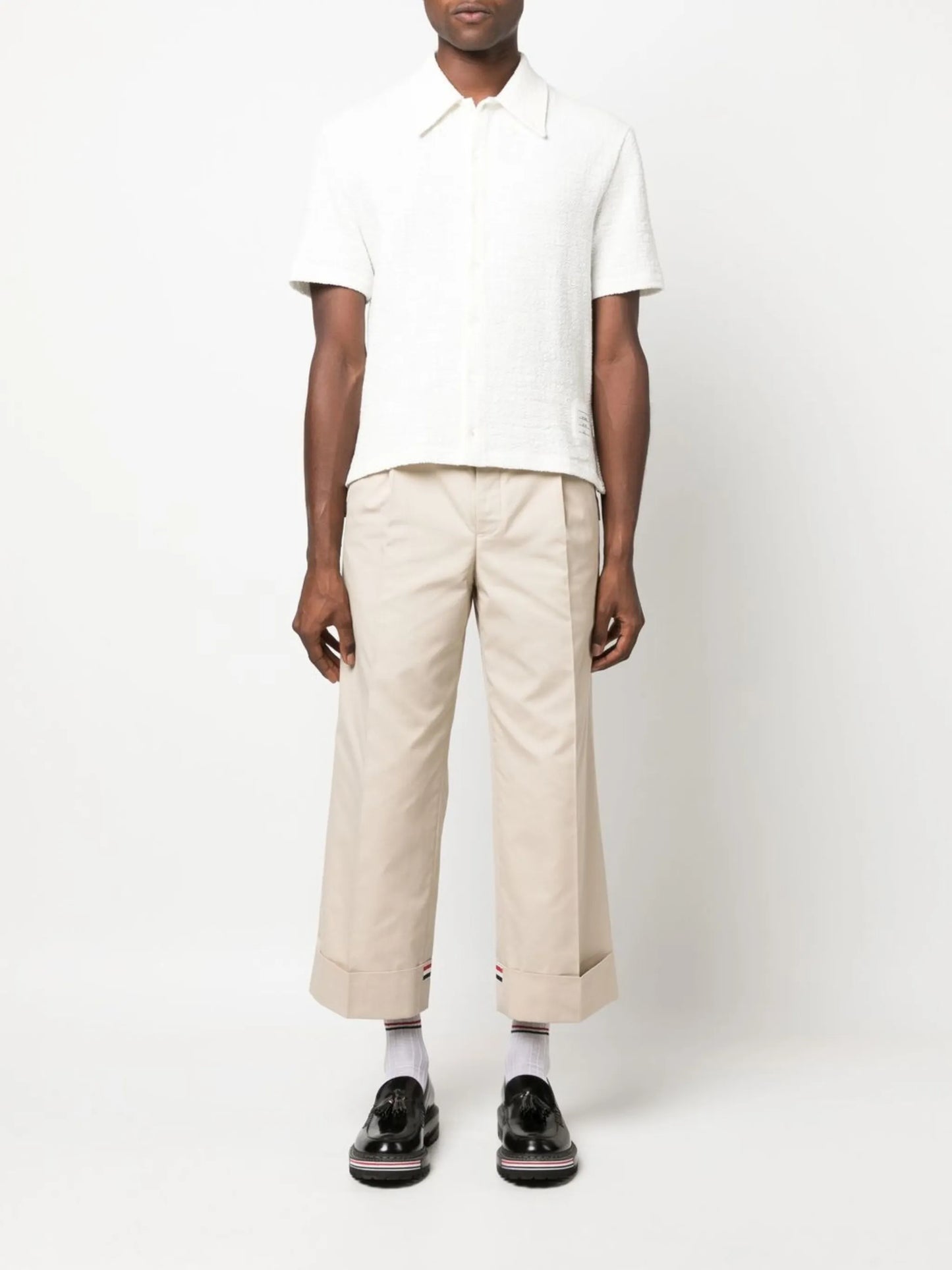 tweed short-sleeve polo shirt