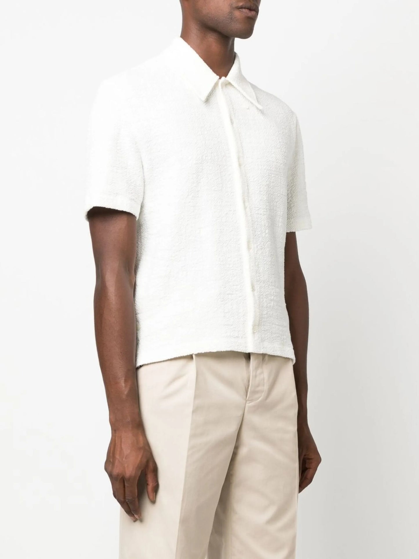 tweed short-sleeve polo shirt