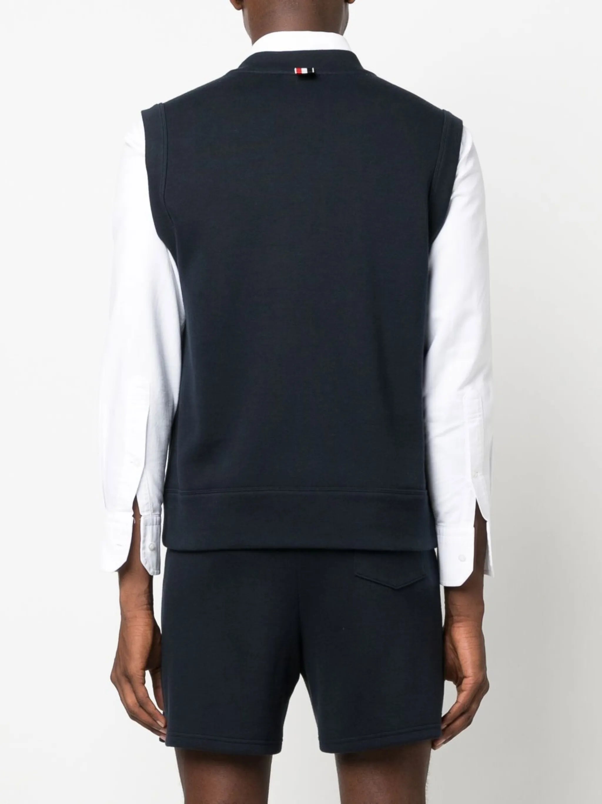 RWB-stripe V-neck knitted vest