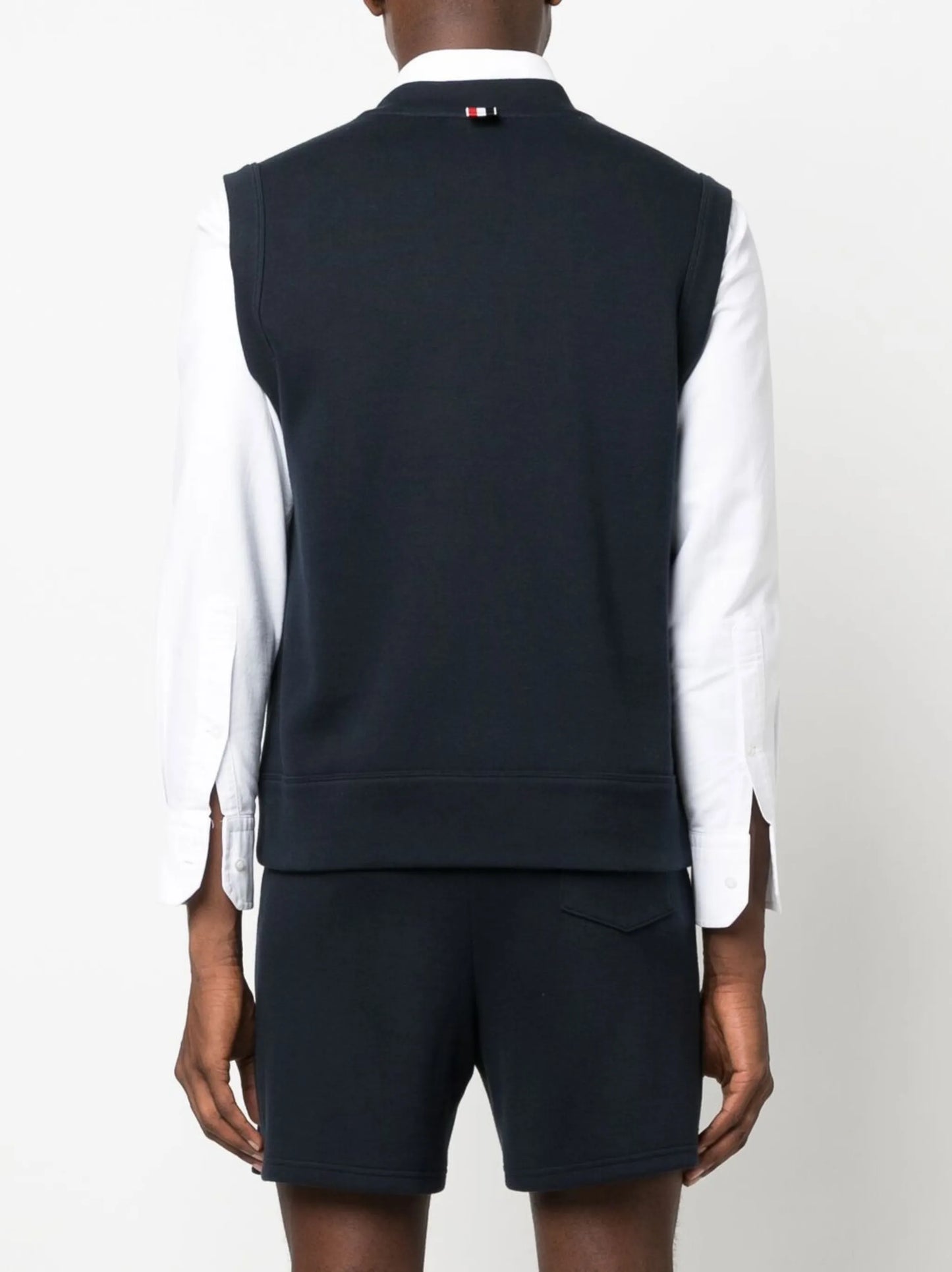 RWB-stripe V-neck knitted vest