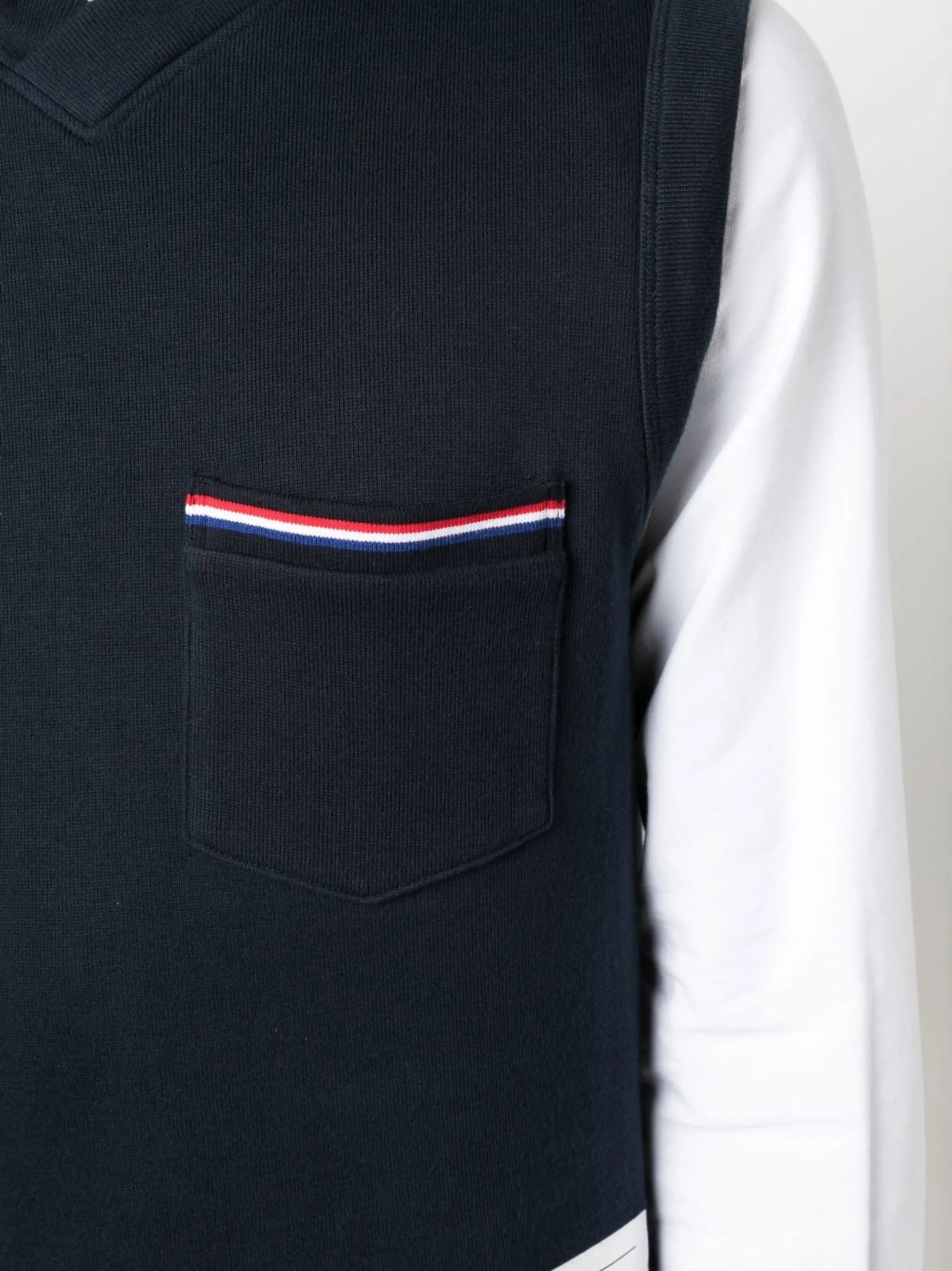 RWB-stripe V-neck knitted vest