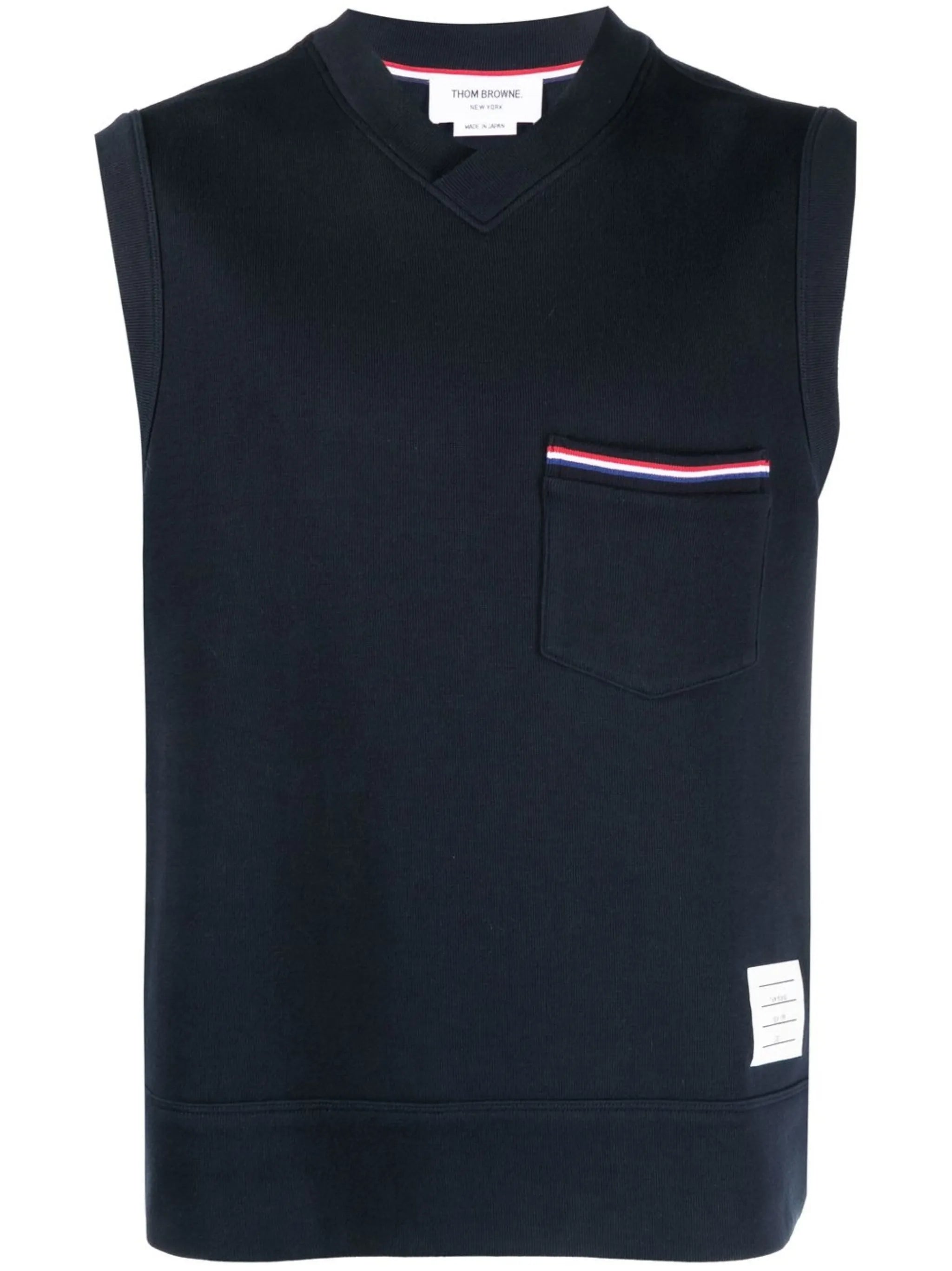 RWB-stripe V-neck knitted vest