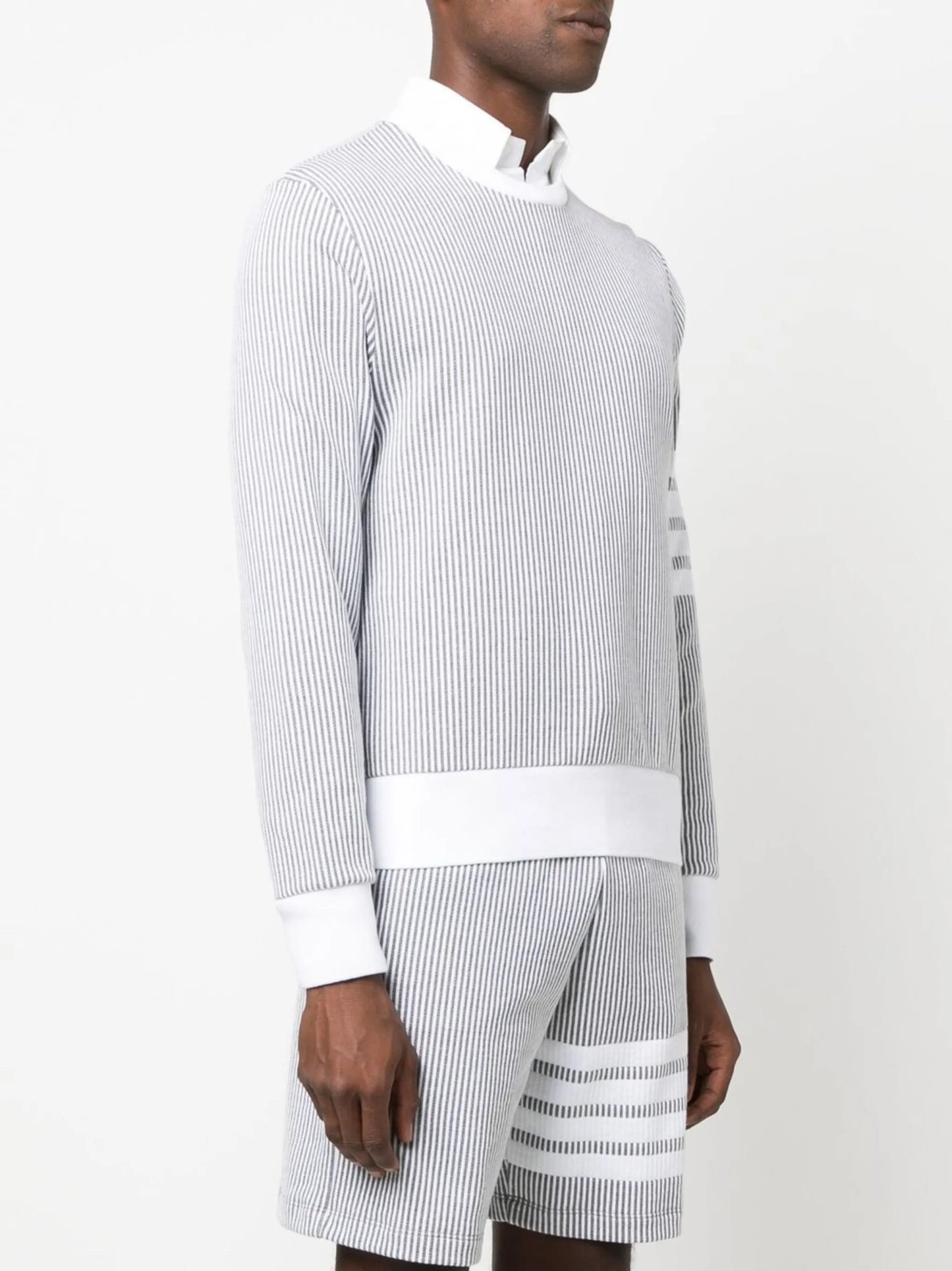 4-Bar stripe seersucker sweatshirt