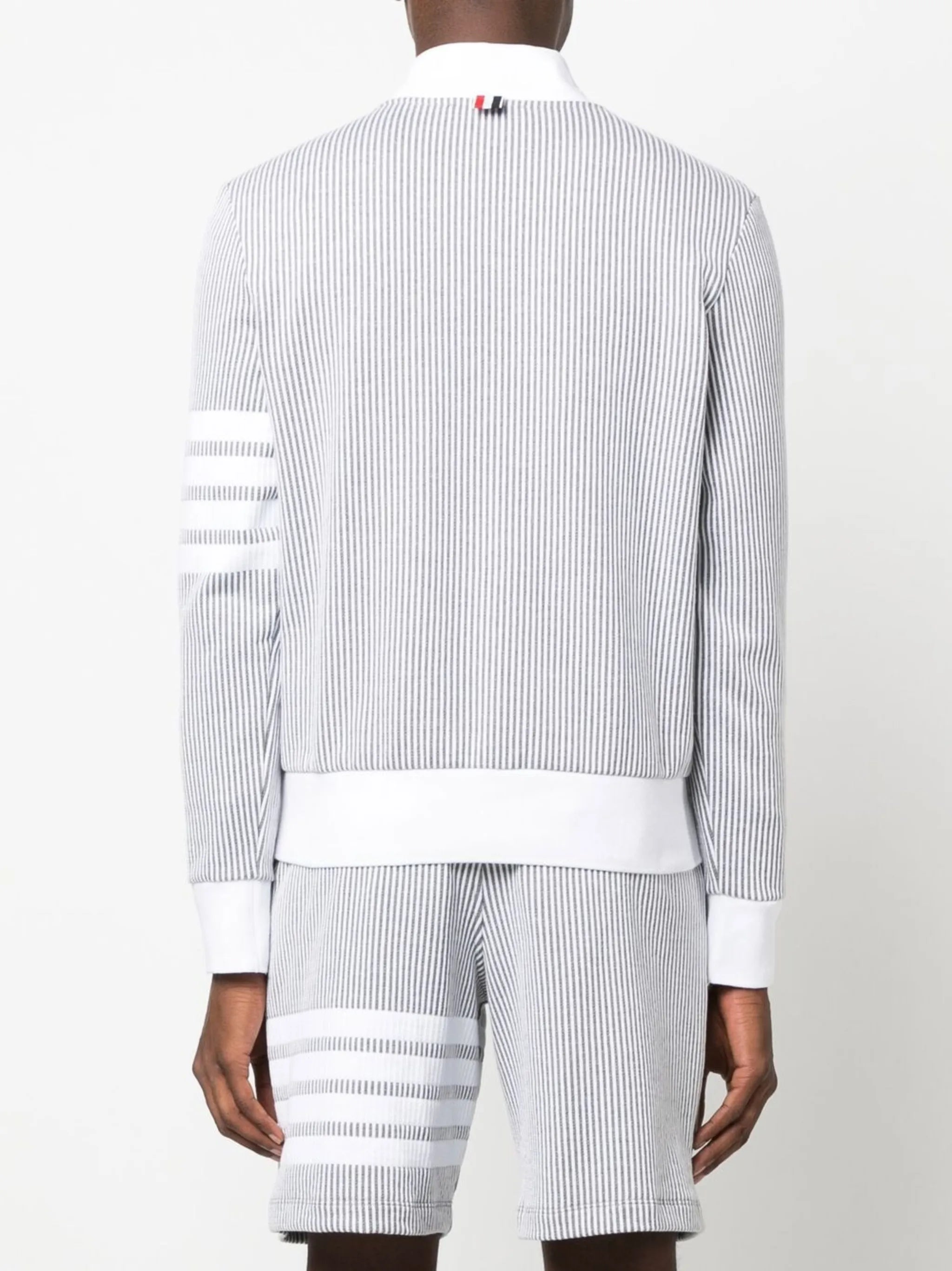 4-Bar stripe seersucker sweatshirt