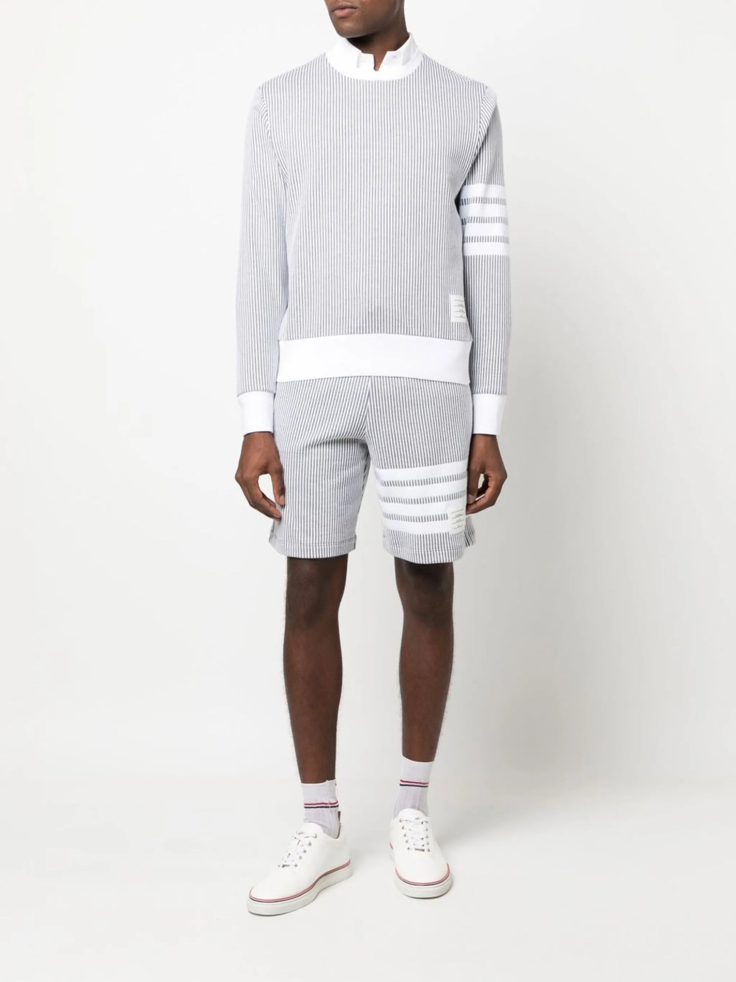 4-Bar stripe seersucker shorts