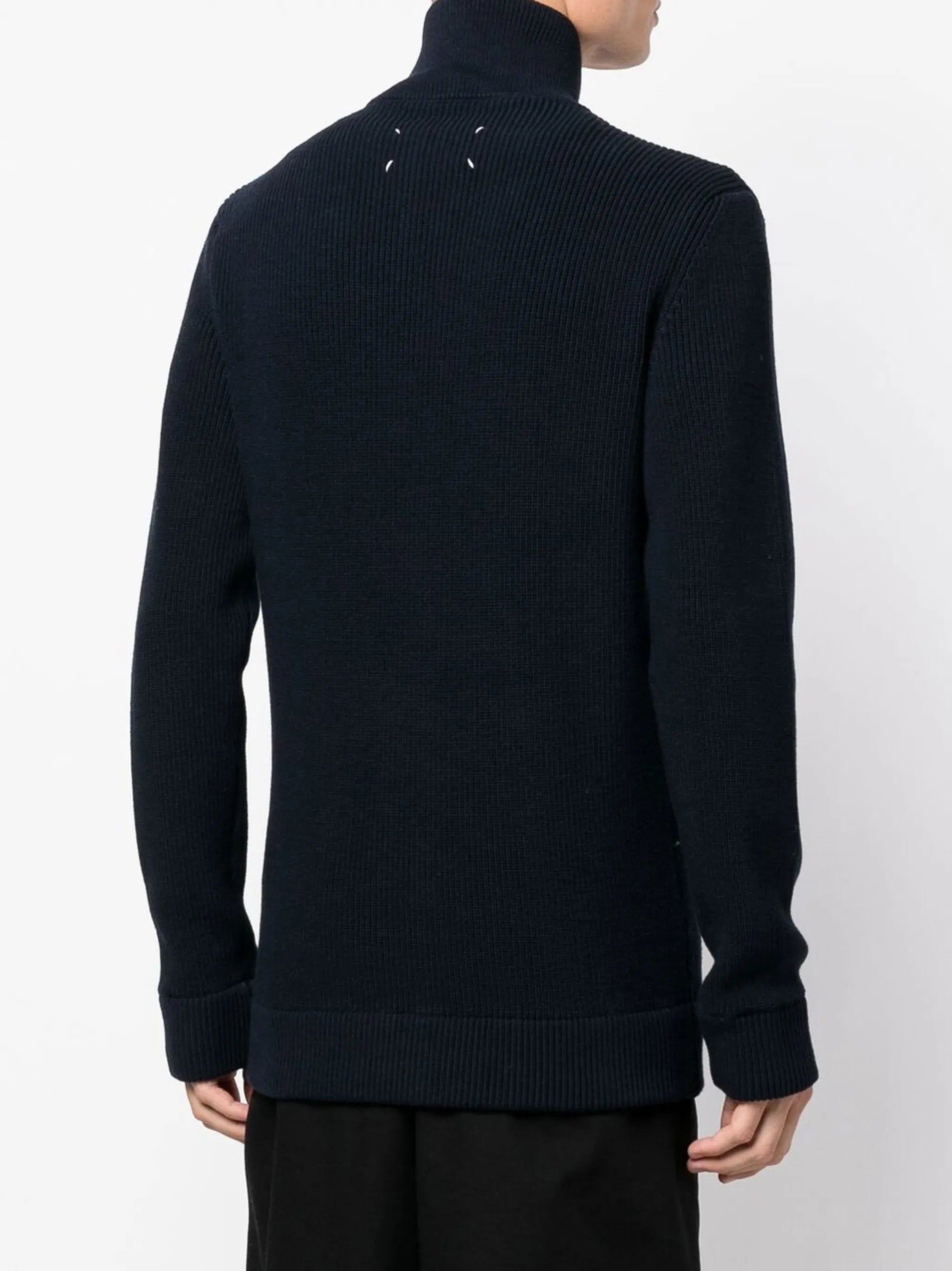 ribbed zip-up cardigan