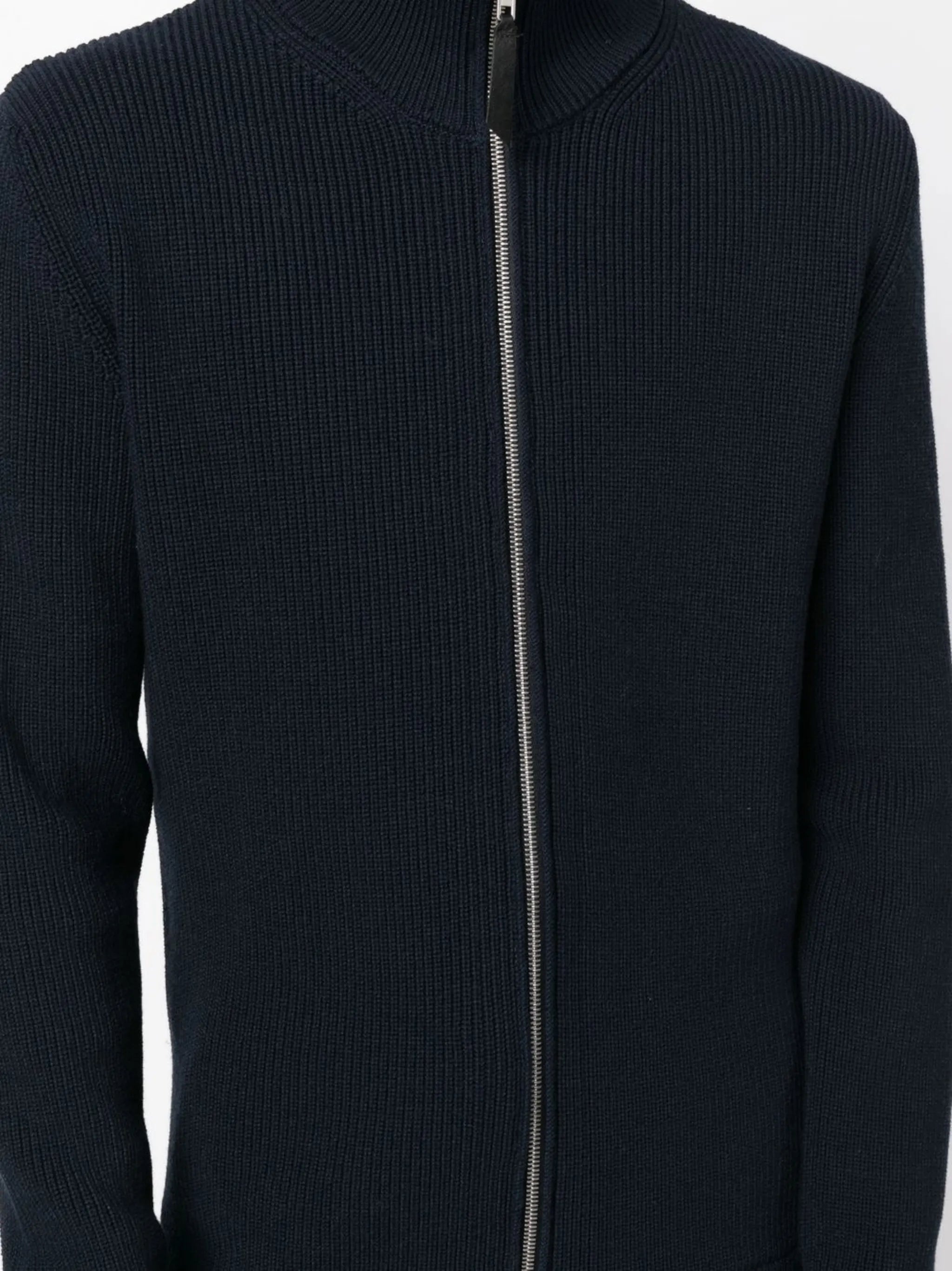 ribbed zip-up cardigan