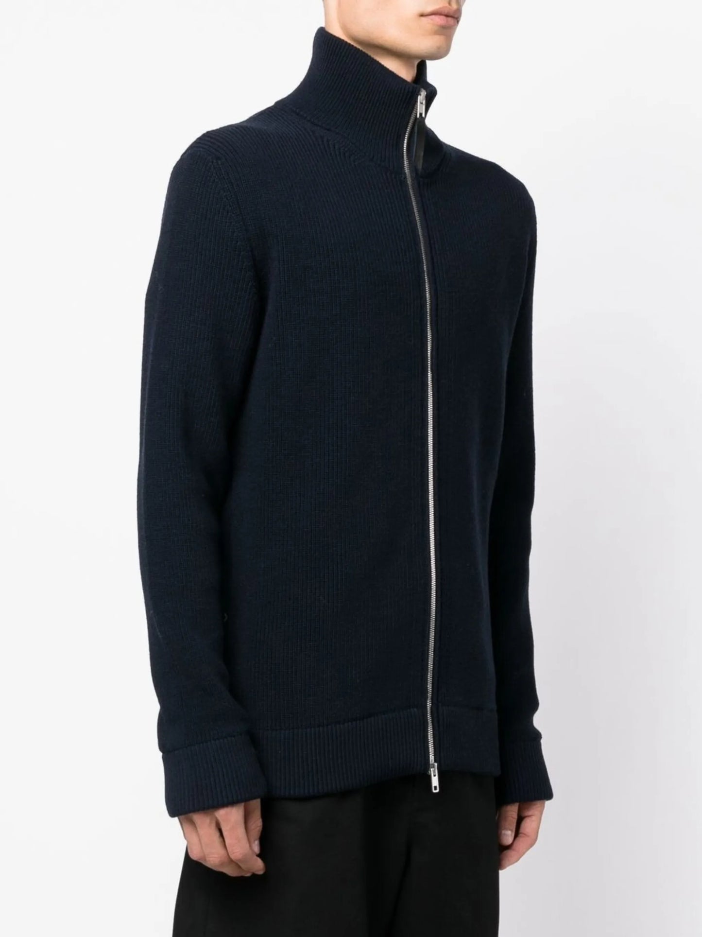 ribbed zip-up cardigan