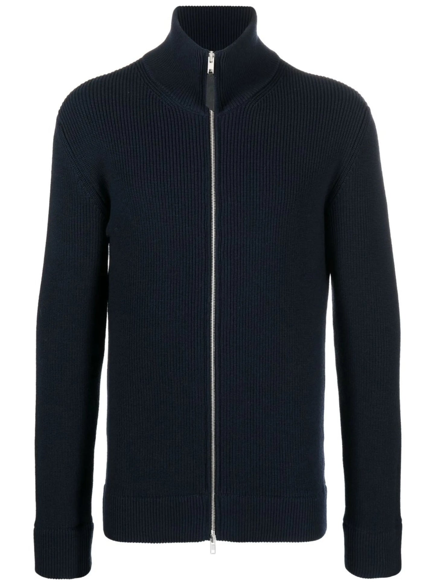 ribbed zip-up cardigan