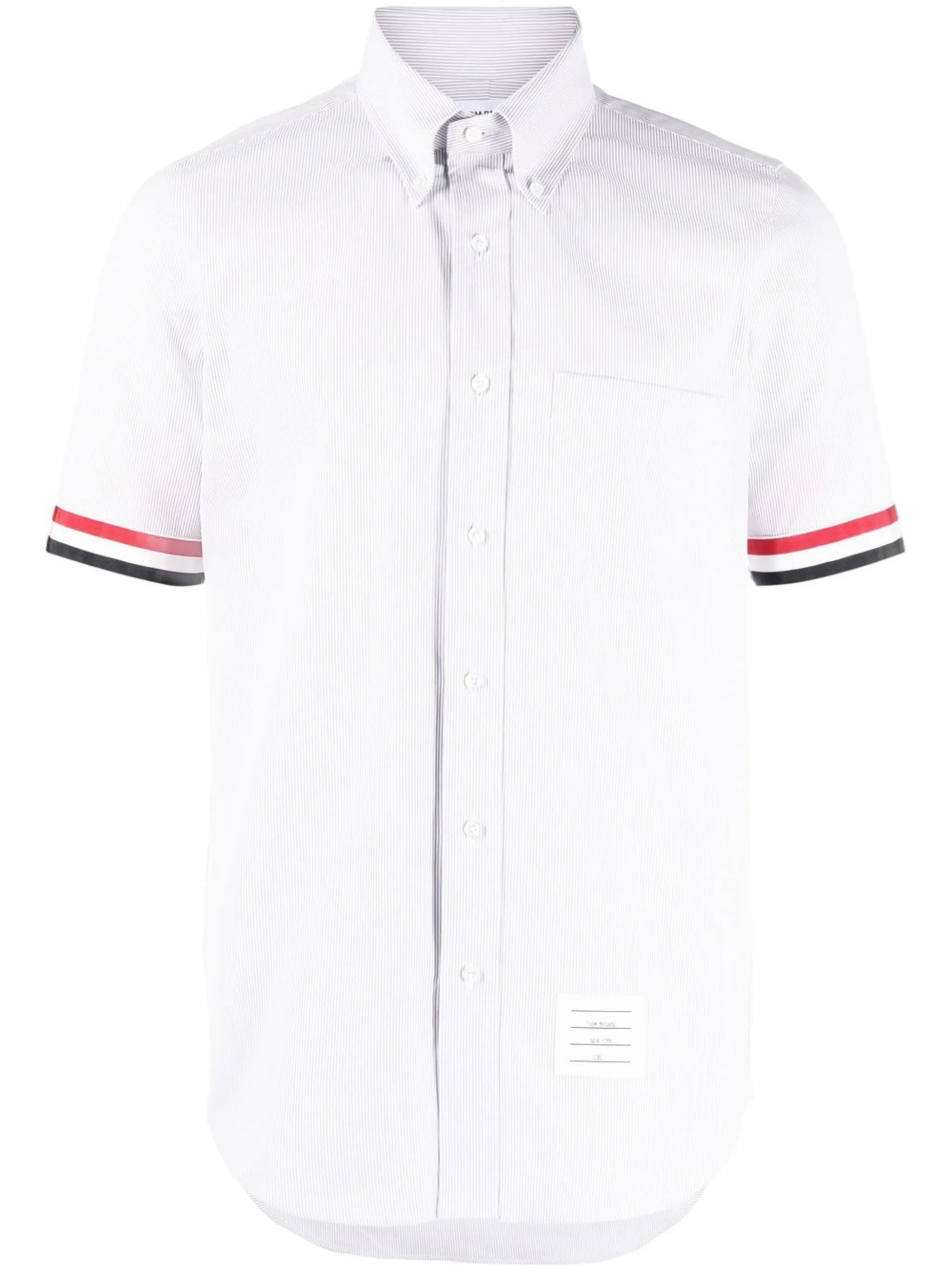 RWB-stripe cotton short-sleeved shirt