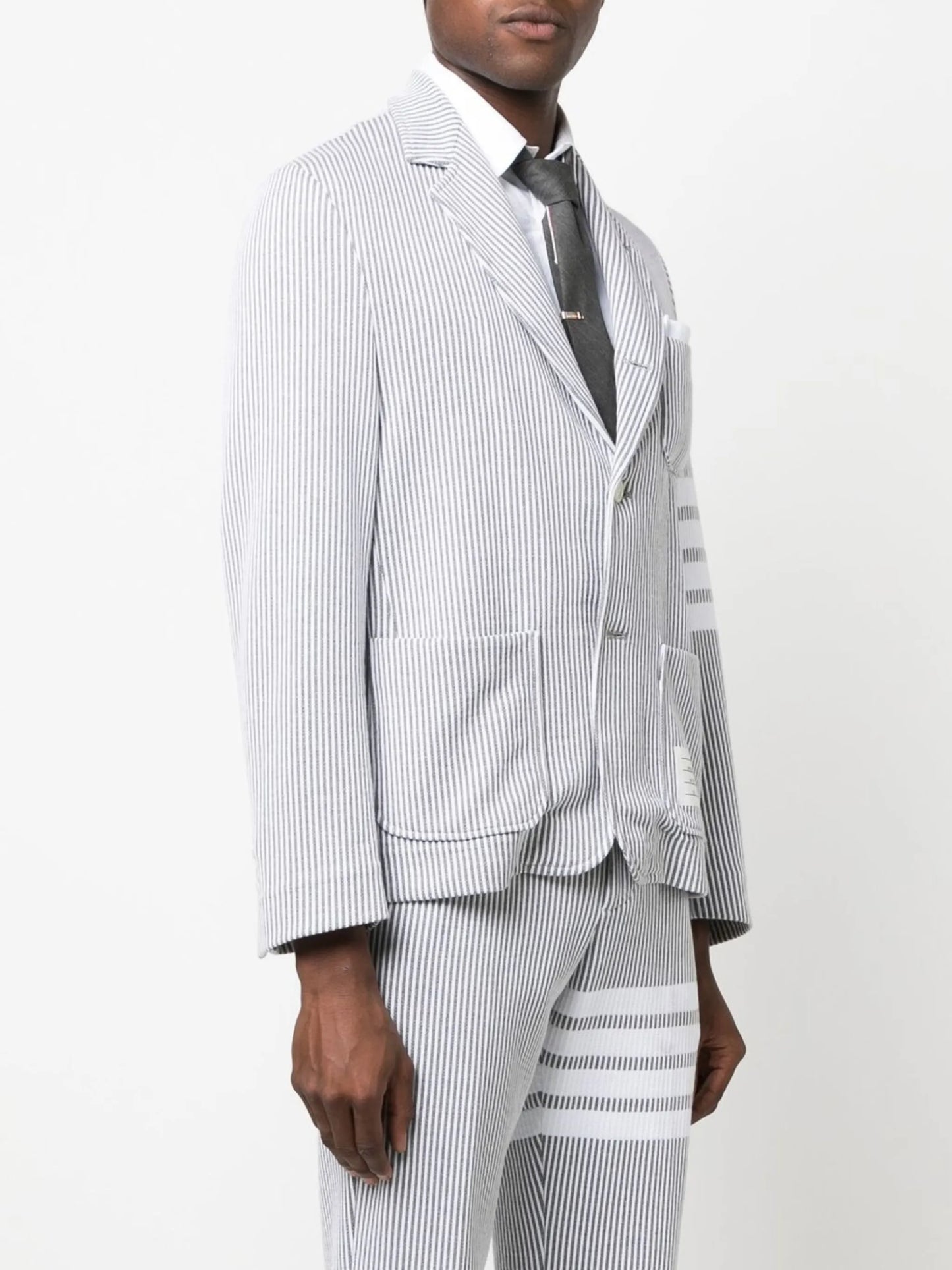 4-Bar seersucker single-breasted blazer