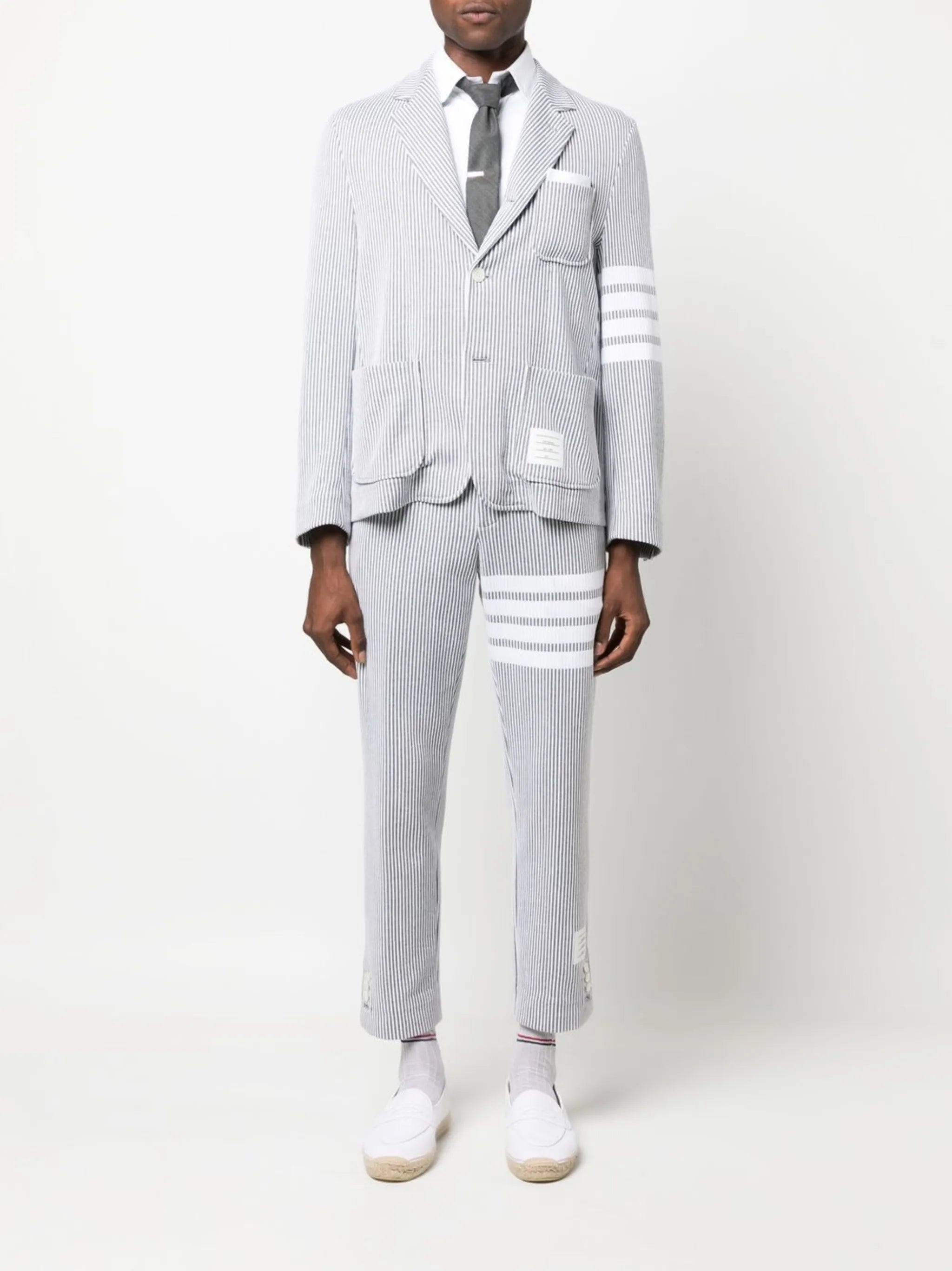 4-Bar seersucker single-breasted blazer