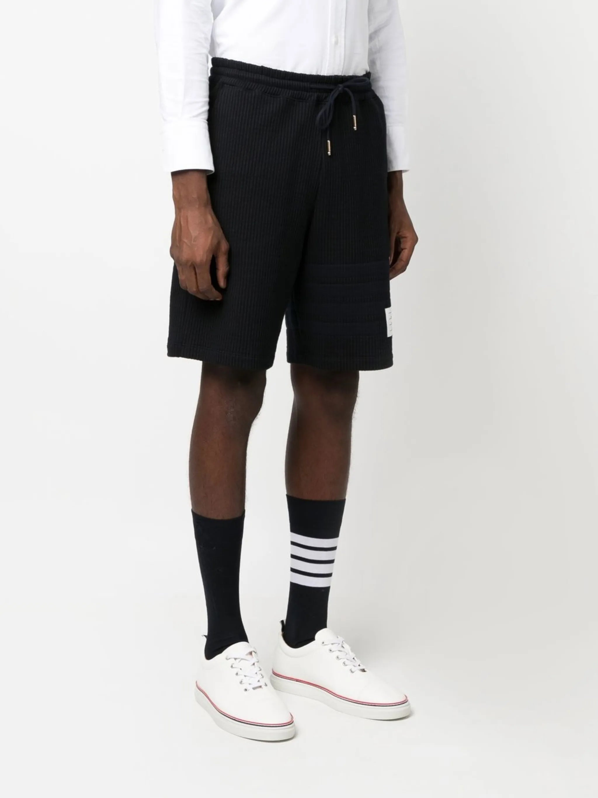 4-Bar stripe seersucker track shorts