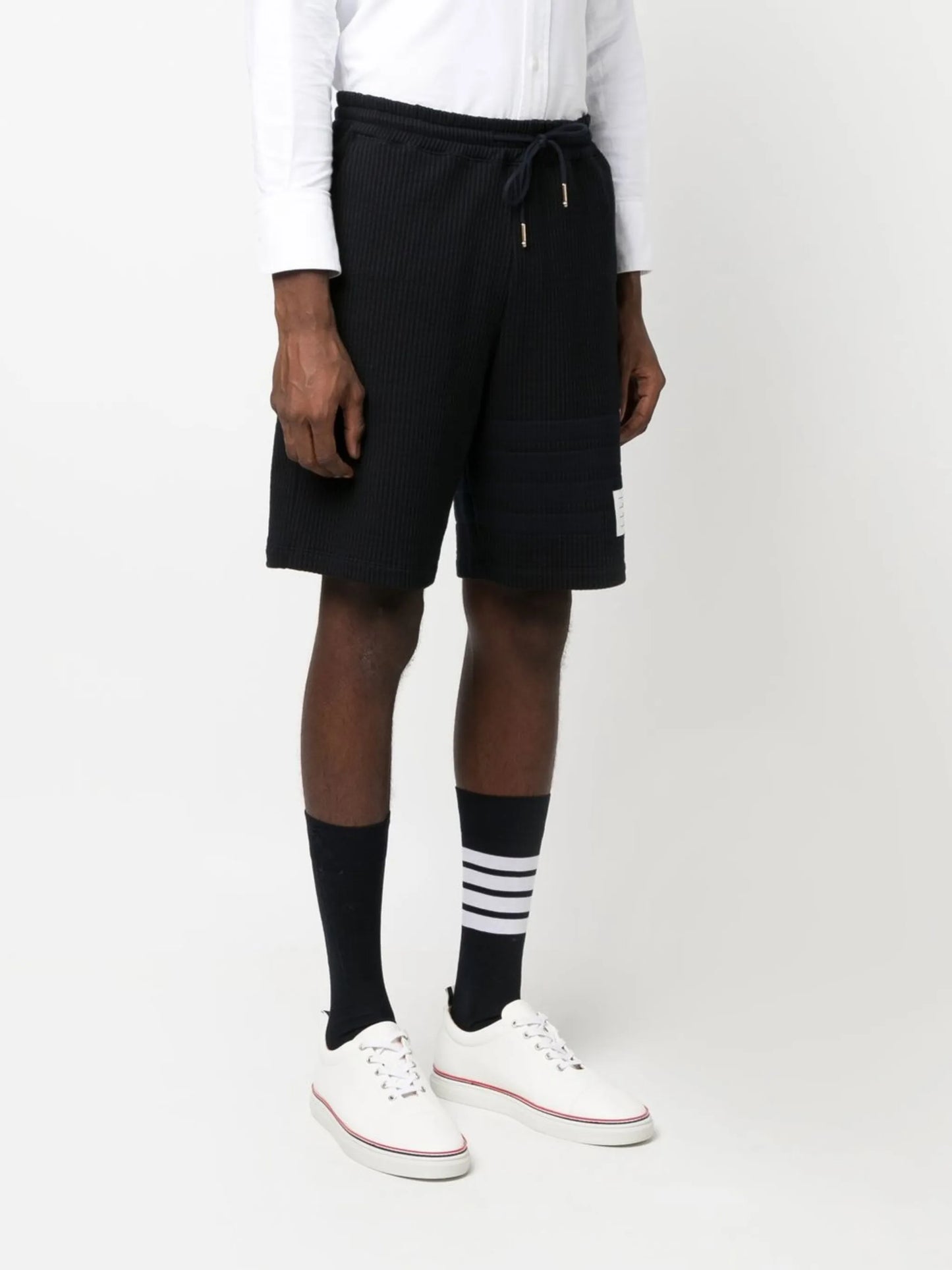 4-Bar stripe seersucker track shorts